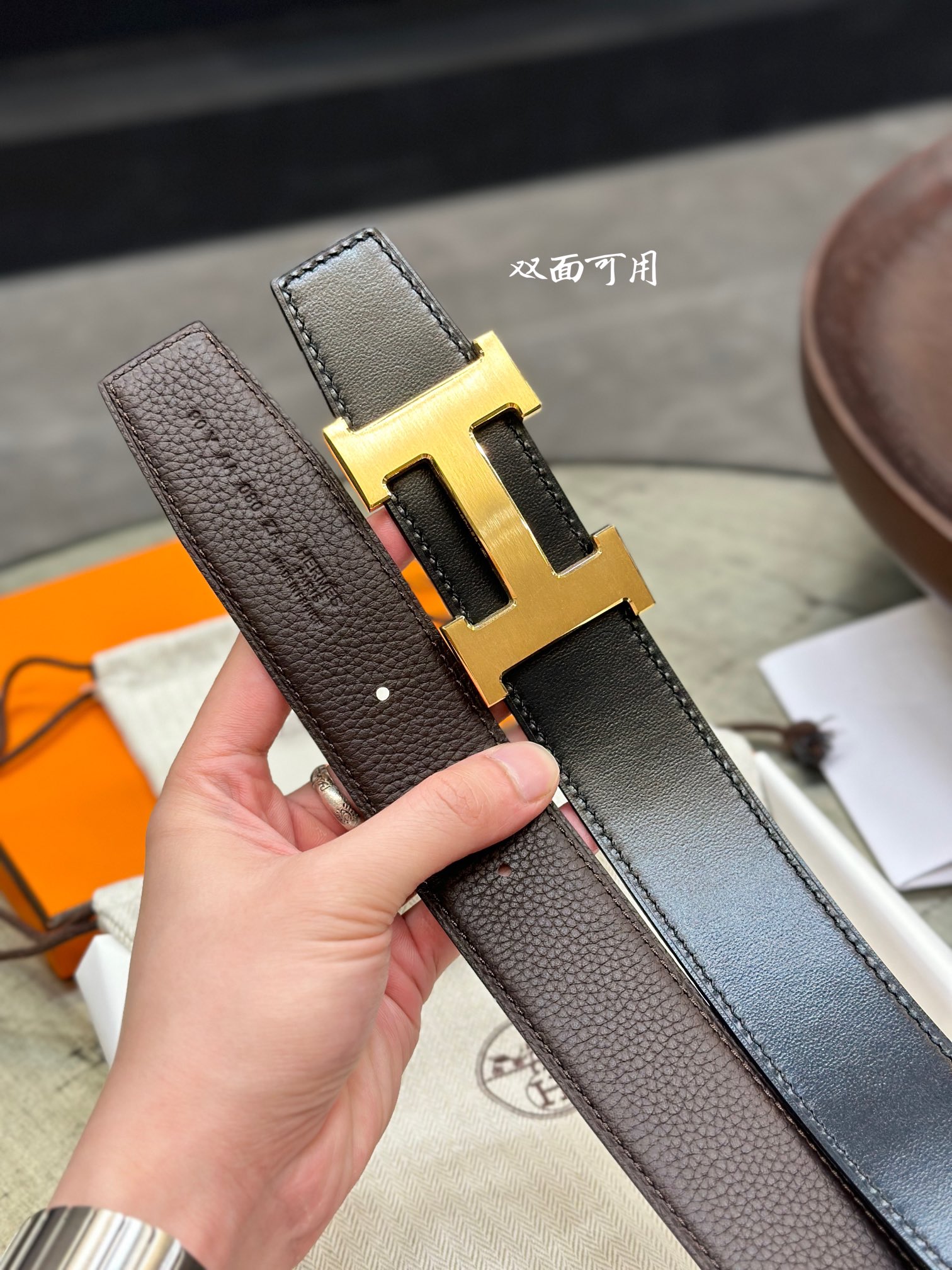 Hermès Male Leather Belt Top Grain Leather M