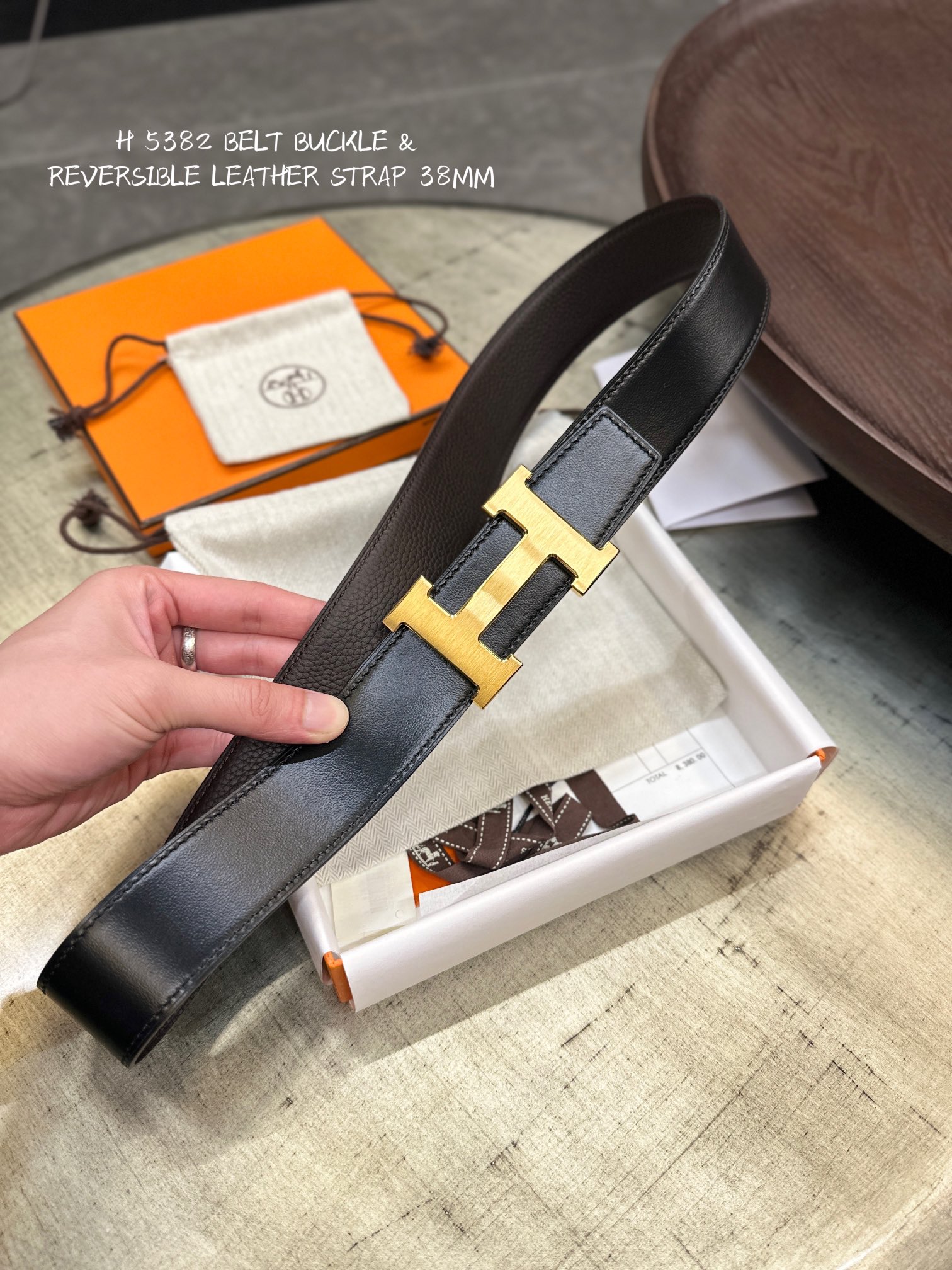 Hermès Male Leather Belt Top Grain Leather M
