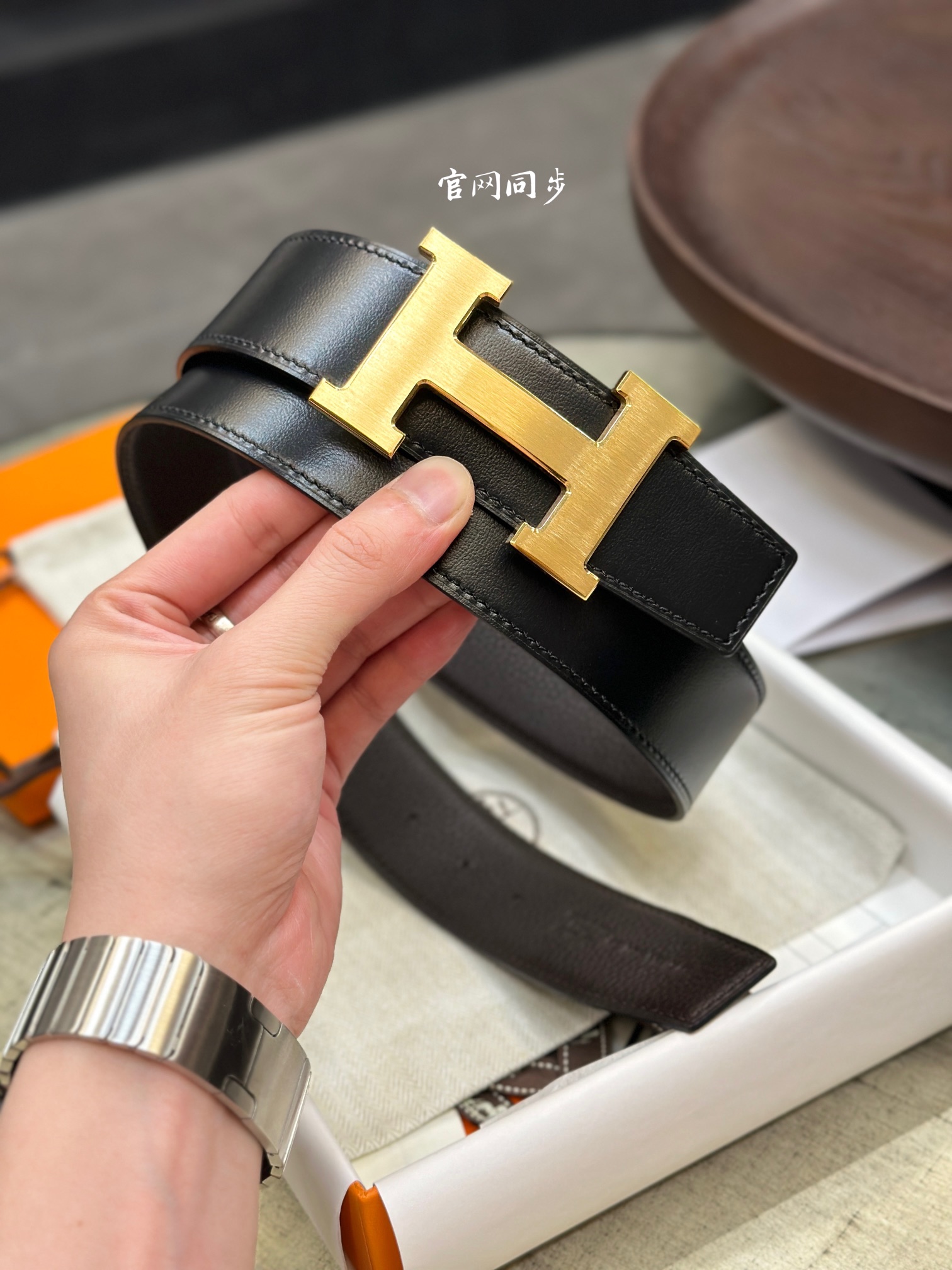 Hermès Male Leather Belt Top Grain Leather M