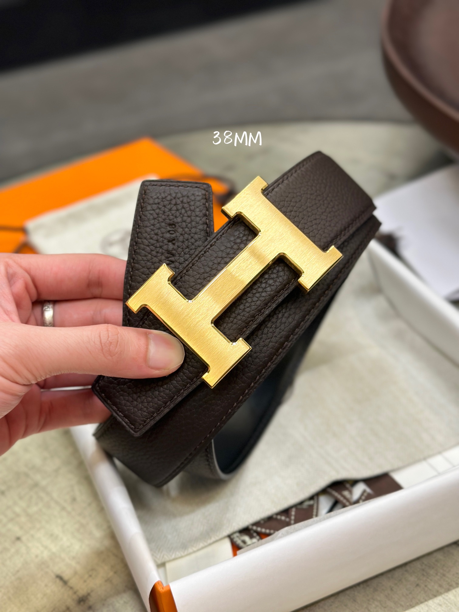 Hermès Male Leather Belt Top Grain Leather M