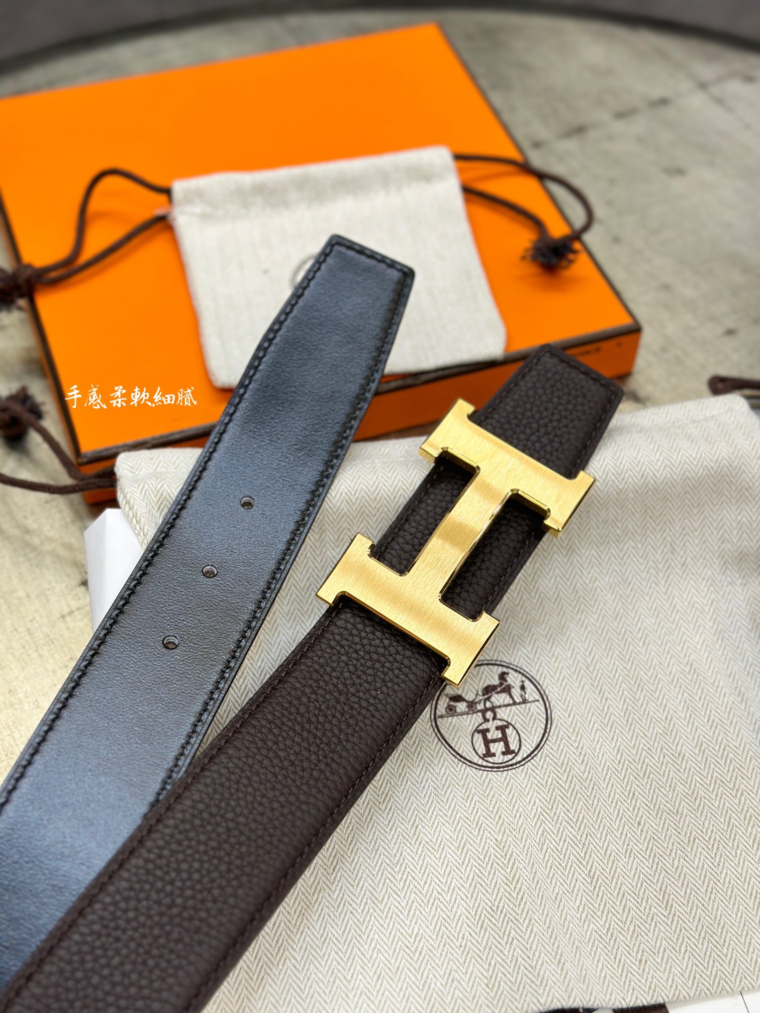 Hermès Male Leather Belt Top Grain Leather M