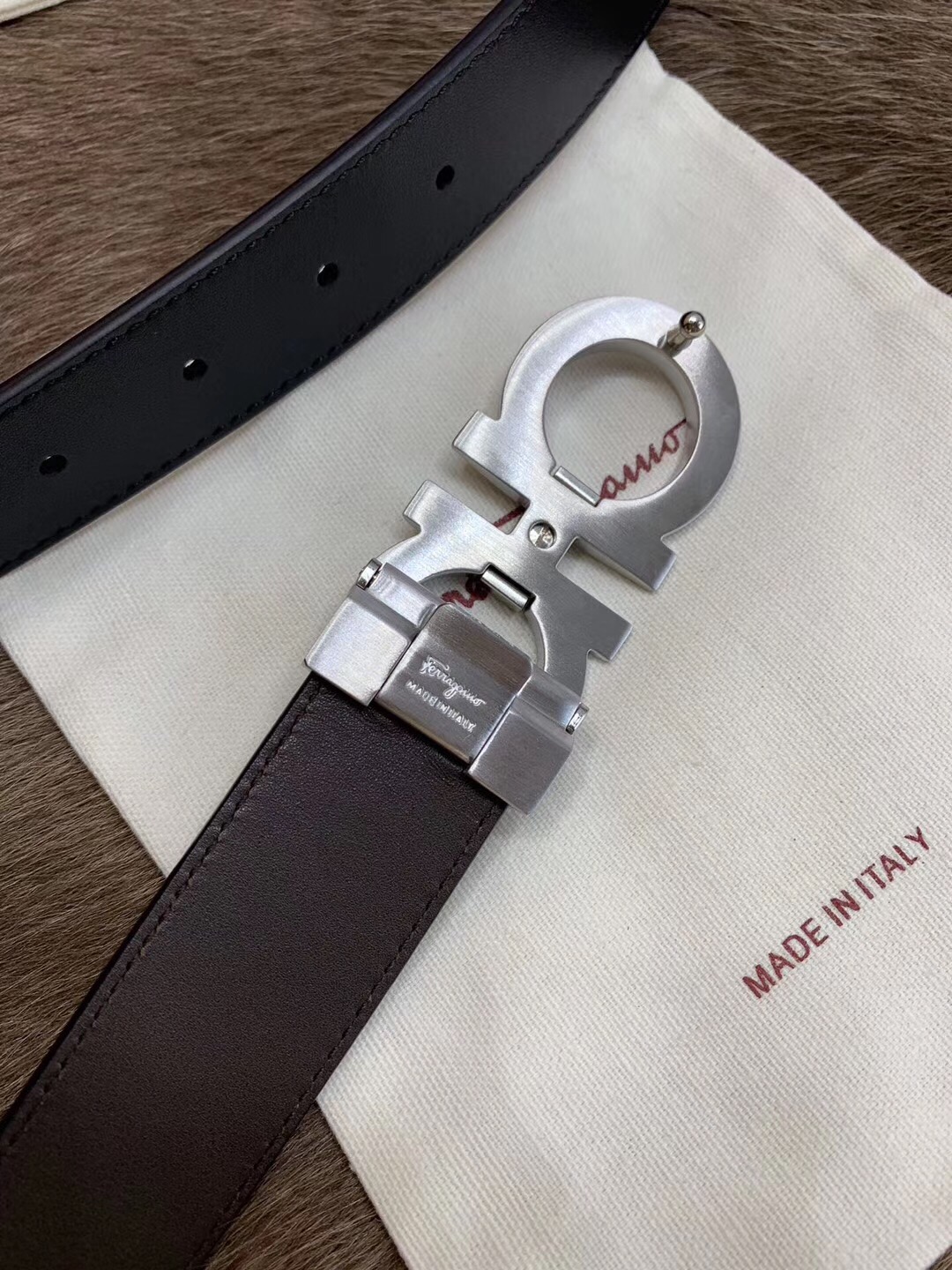 Salvatore Ferragamo Male Leather Belt Cow Leather M