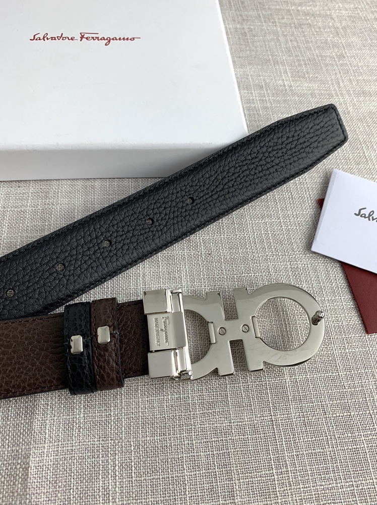 Salvatore Ferragamo Leather Belt Black Adjustable L