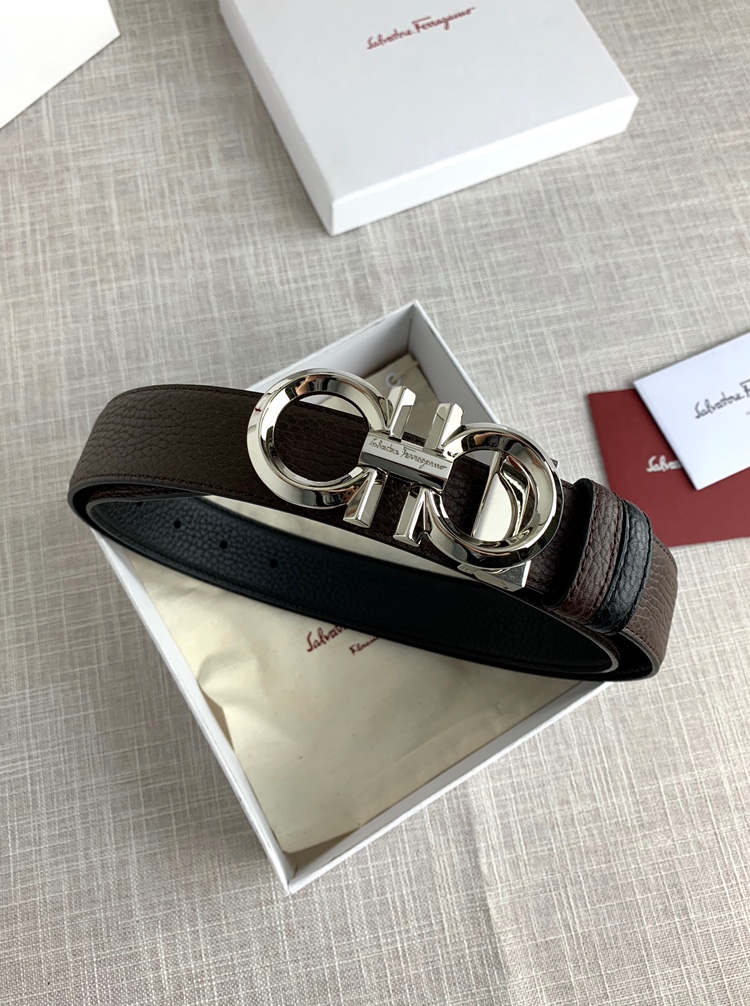 Salvatore Ferragamo Leather Belt Black Adjustable L