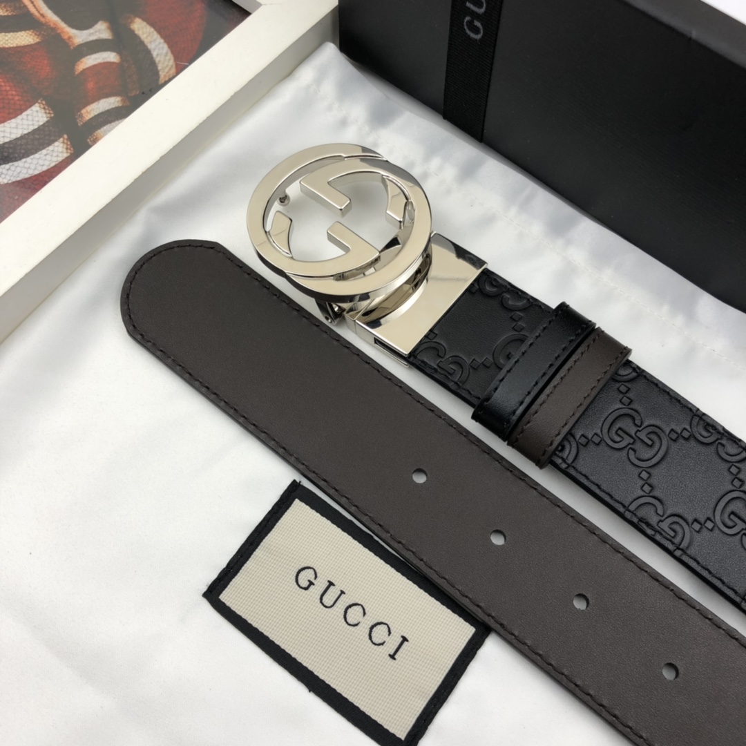 Gucci Basic Belt Cow Leather 37mm-l