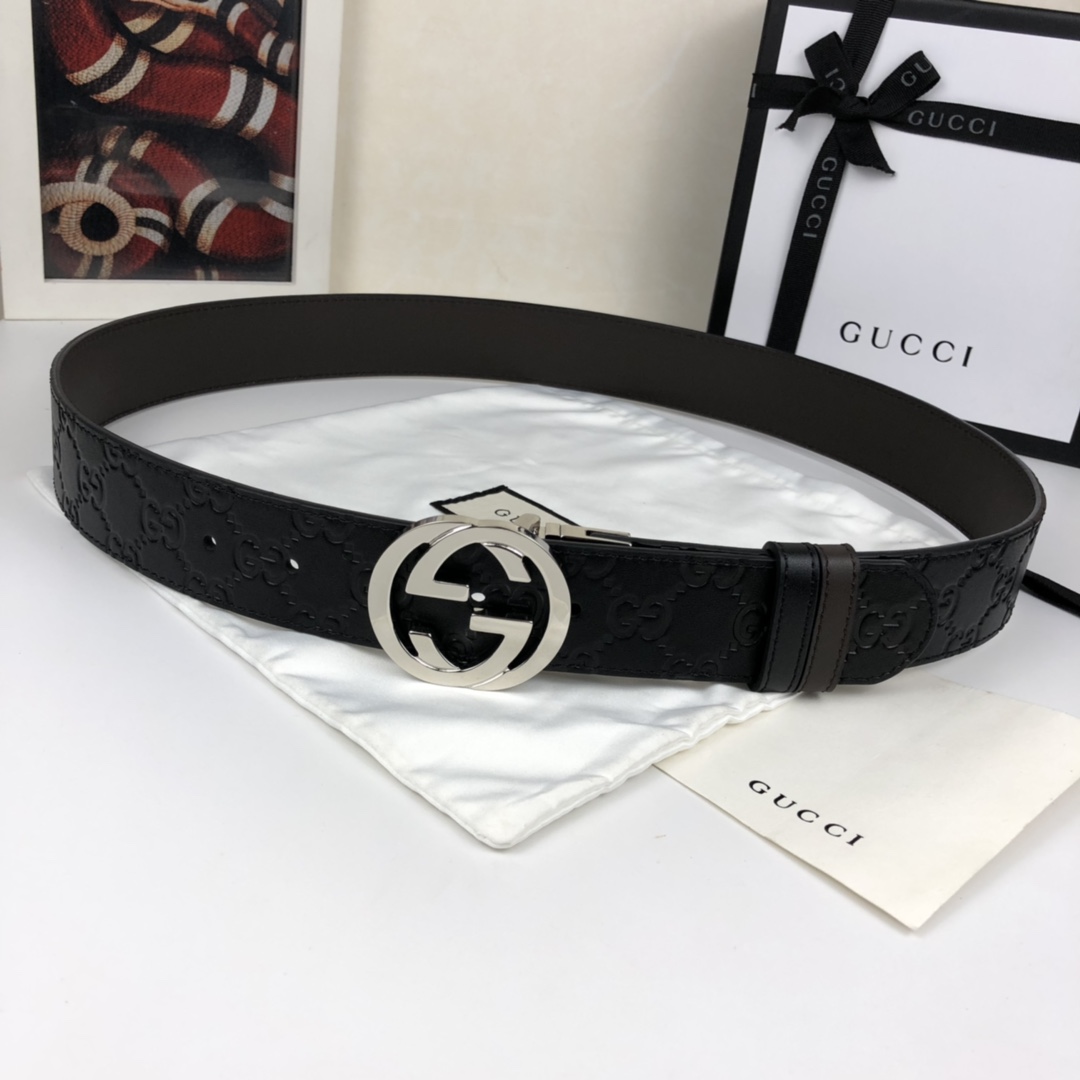 Gucci Basic Belt Cow Leather 37mm-l