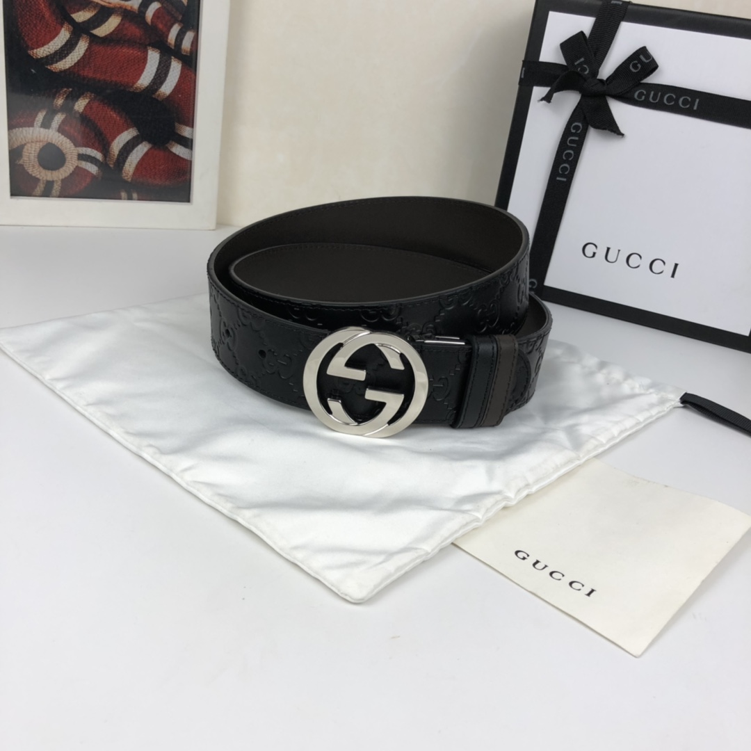 Gucci Basic Belt Cow Leather 37mm-l