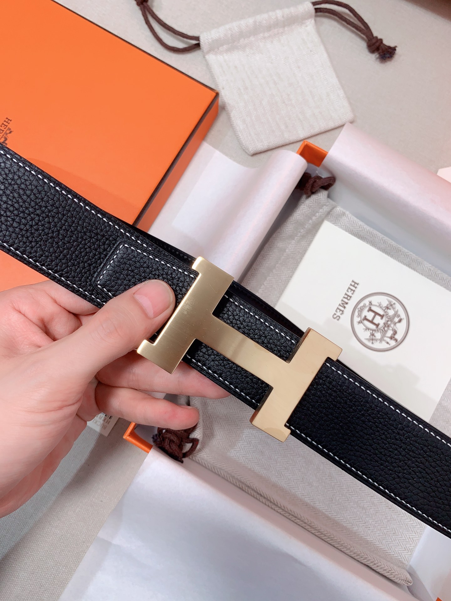 Hermès Leather Belt 38mm-s-m