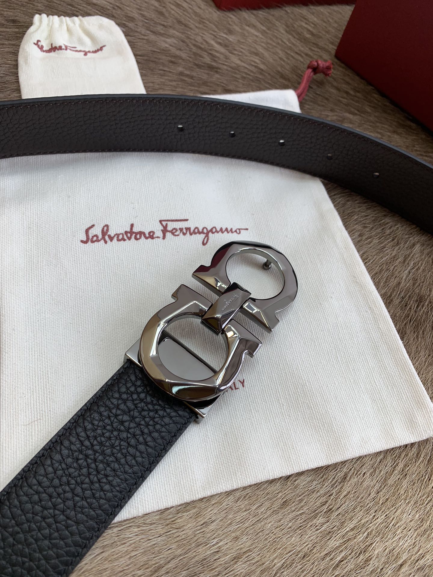 Salvatore Ferragamo Male Leather Belt Top Grain Leather M