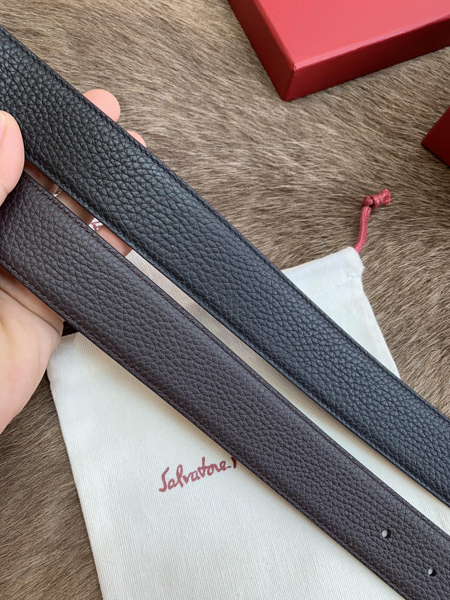 Salvatore Ferragamo Male Leather Belt Top Grain Leather M