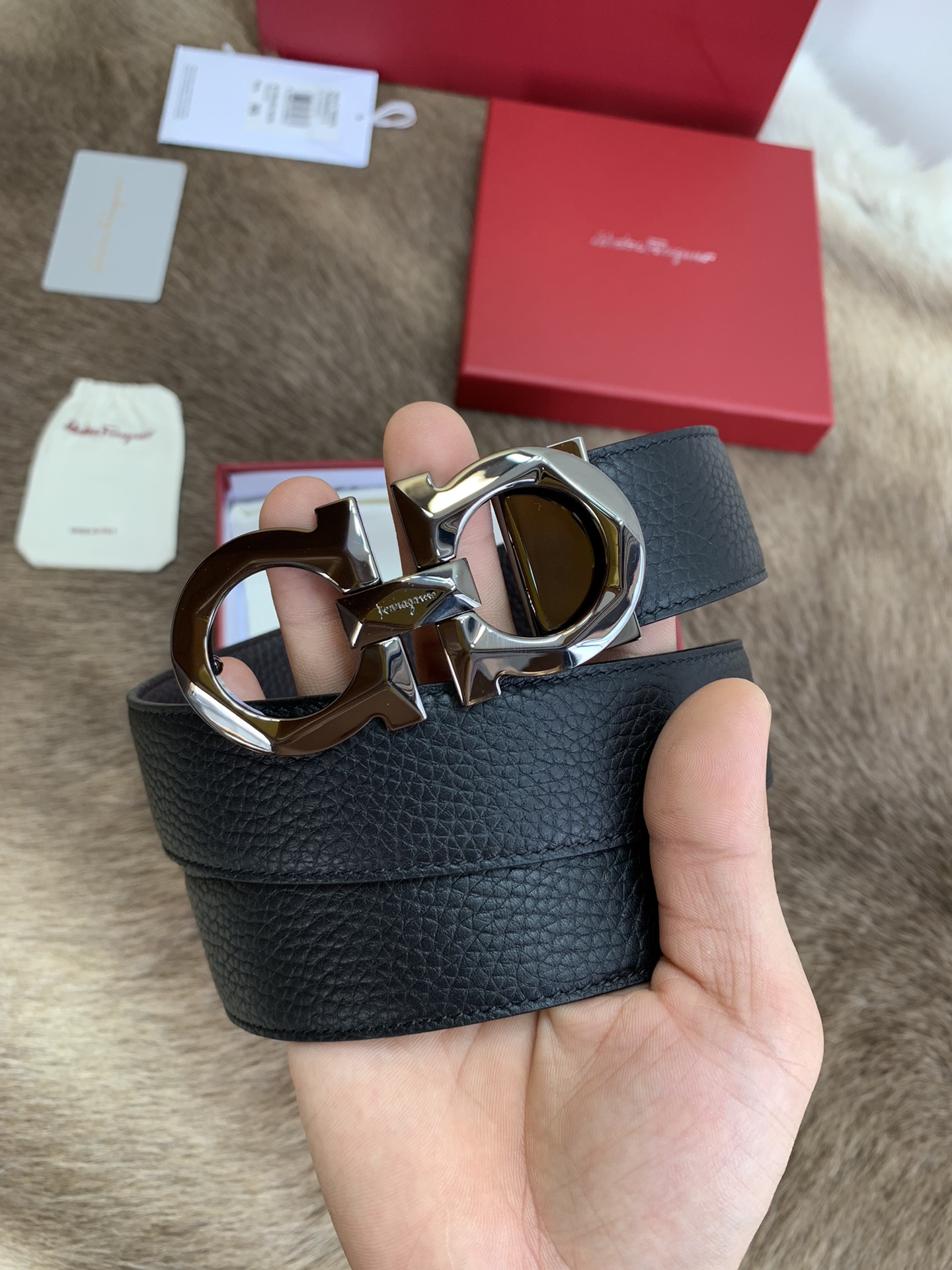 Salvatore Ferragamo Male Leather Belt Top Grain Leather M