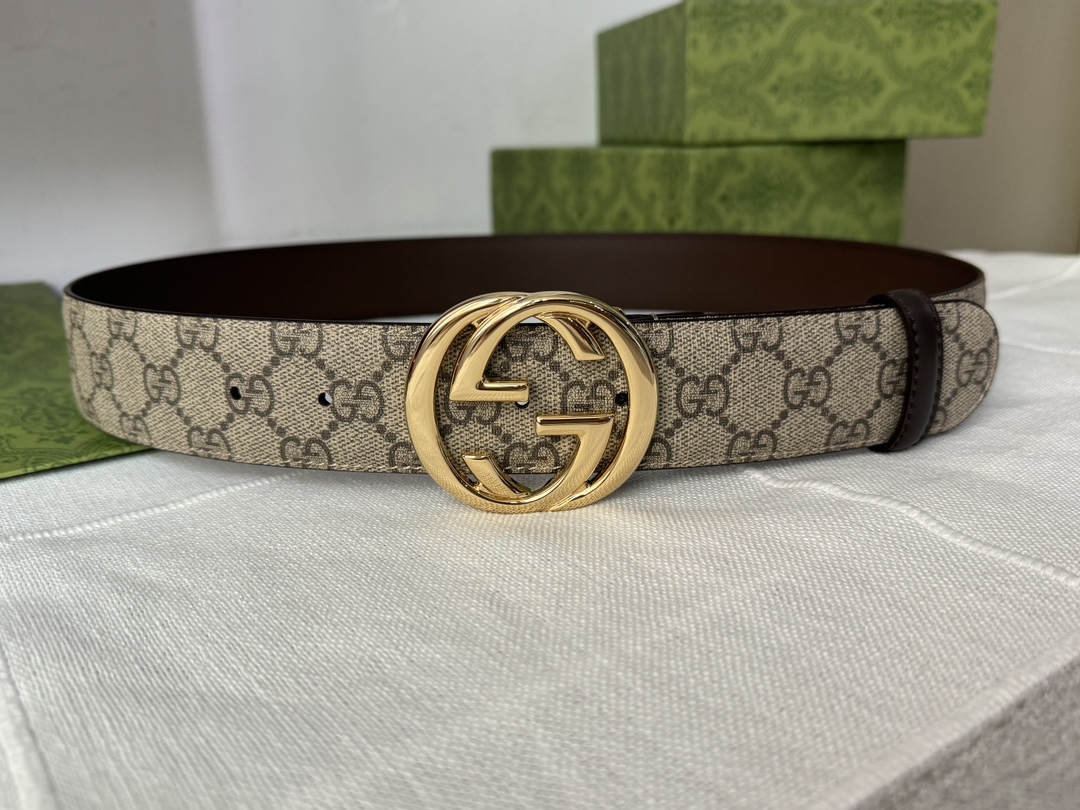 Gucci Male Leather Belt Top Grain Leather Black S-m