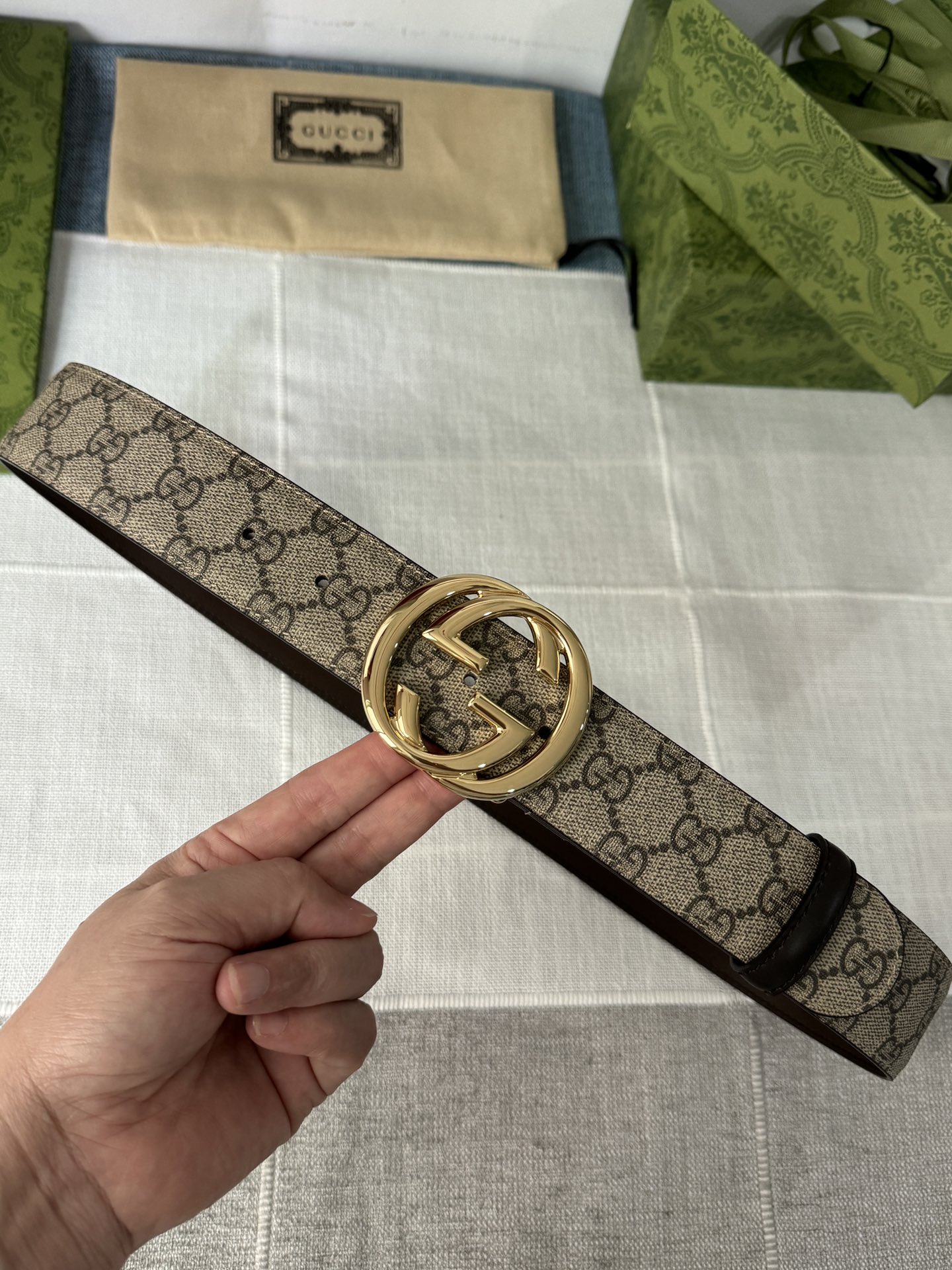 Gucci Male Leather Belt Top Grain Leather Black S-m