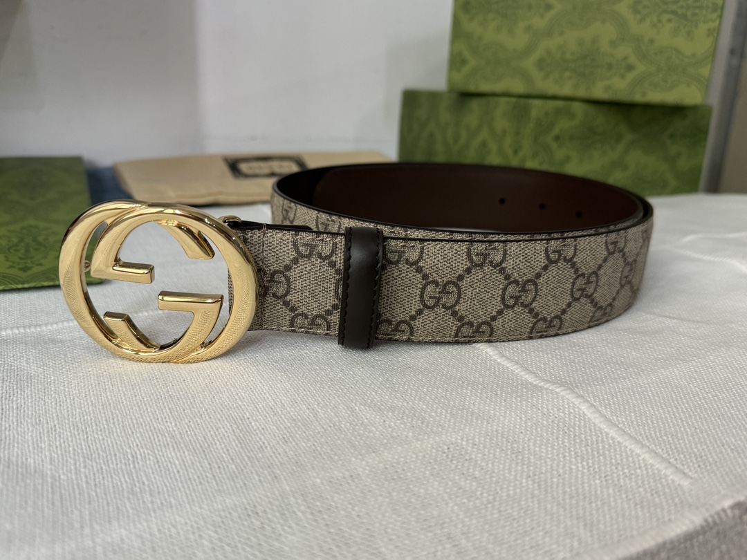 Gucci Male Leather Belt Top Grain Leather Black S-m