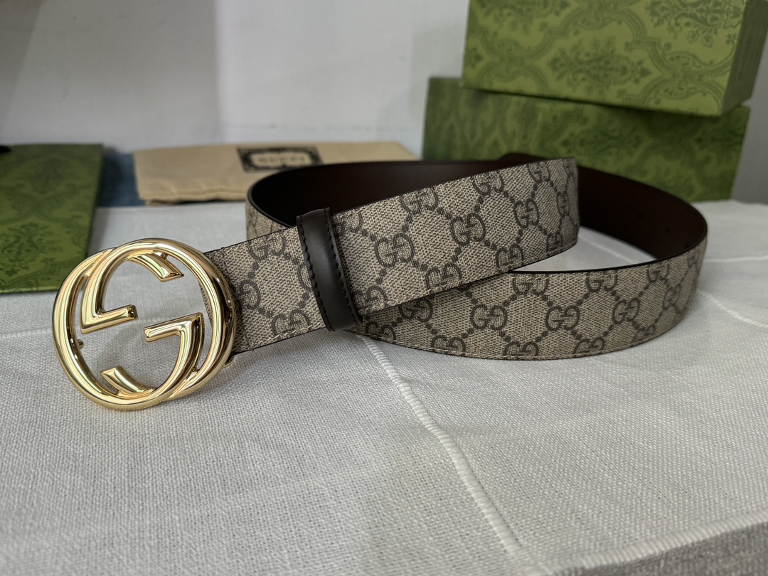 Gucci Male Leather Belt Top Grain Leather Black S-m