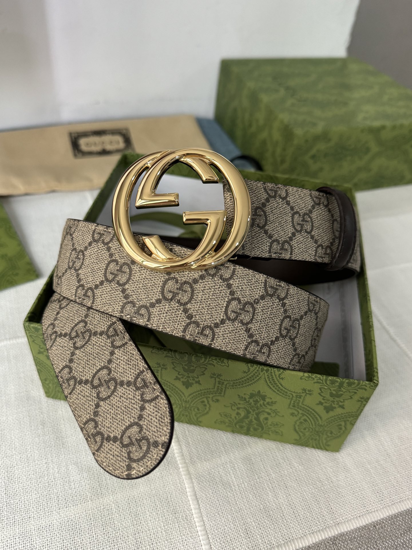 Gucci Male Leather Belt Top Grain Leather Black S-m