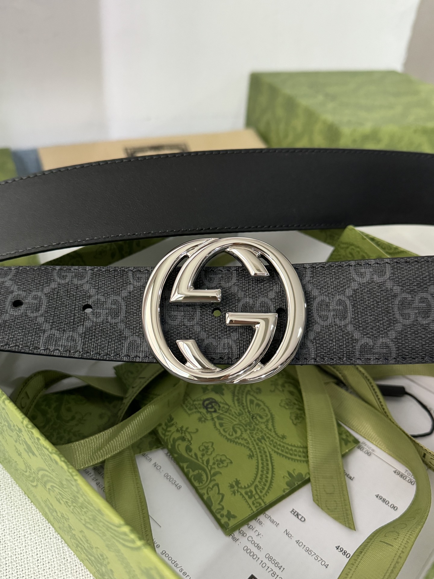 Gucci Male Leather Belt Top Grain Leather Black S-m