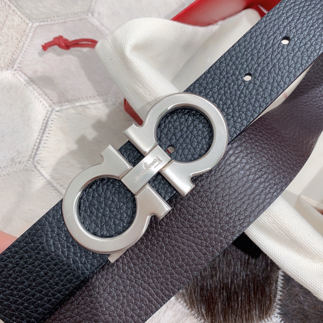 Salvatore Ferragamo Male Leather Belt Top Grain Leather S-m-l