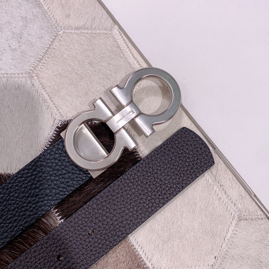 Salvatore Ferragamo Male Leather Belt Top Grain Leather S-m-l