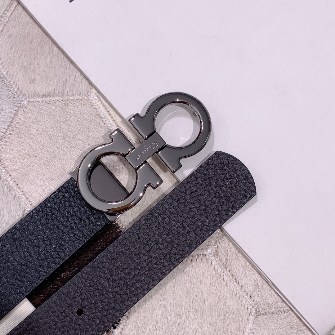 Salvatore Ferragamo Male Leather Belt Top Grain Leather S-m-l