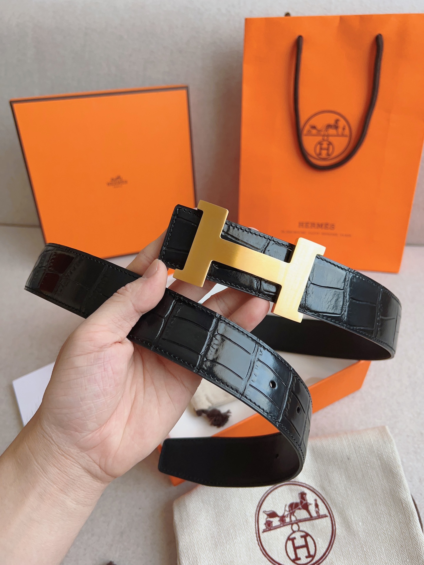 Hermès Leather Belt Cow Leather S-m