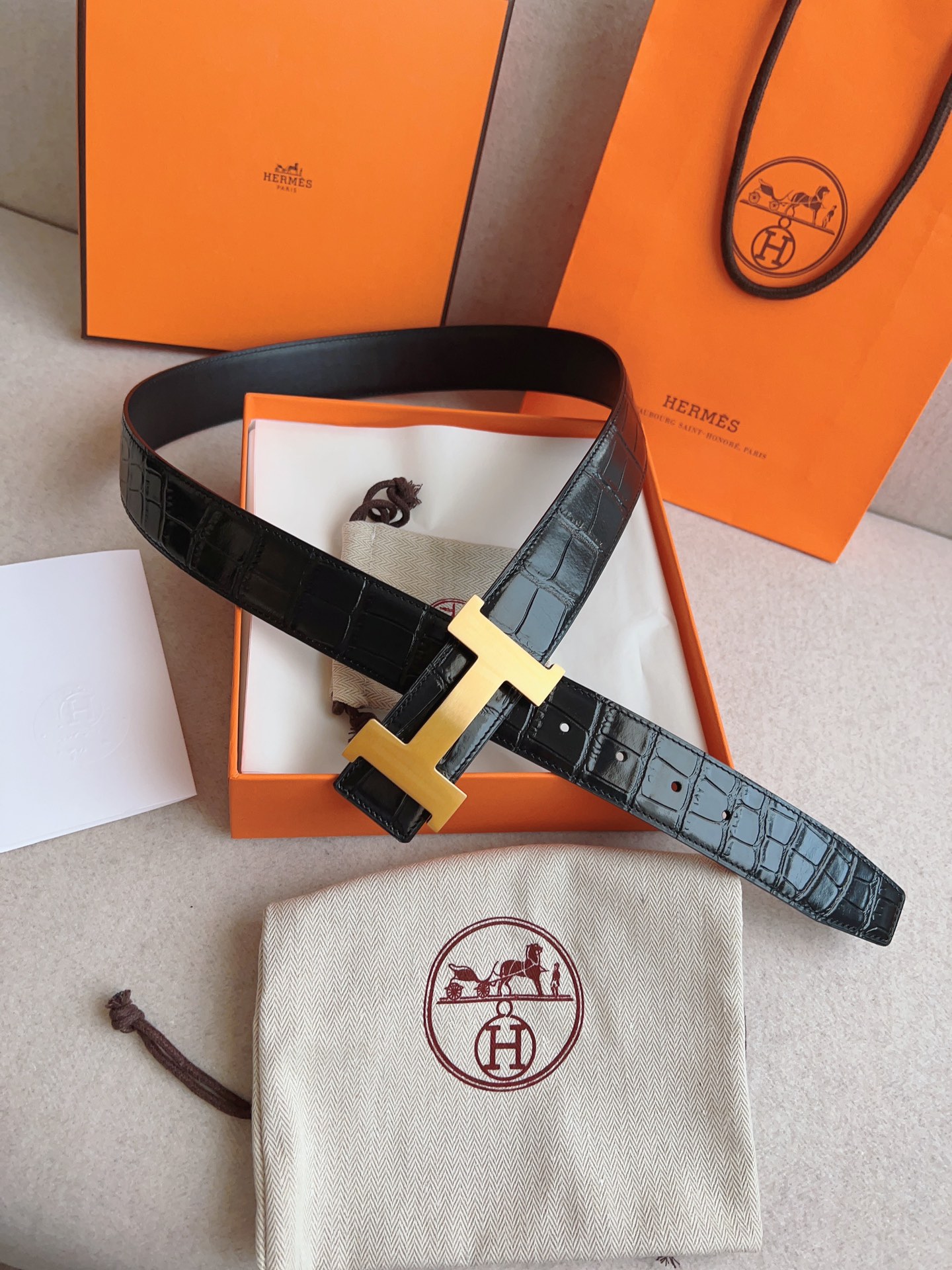 Hermès Leather Belt Cow Leather S-m