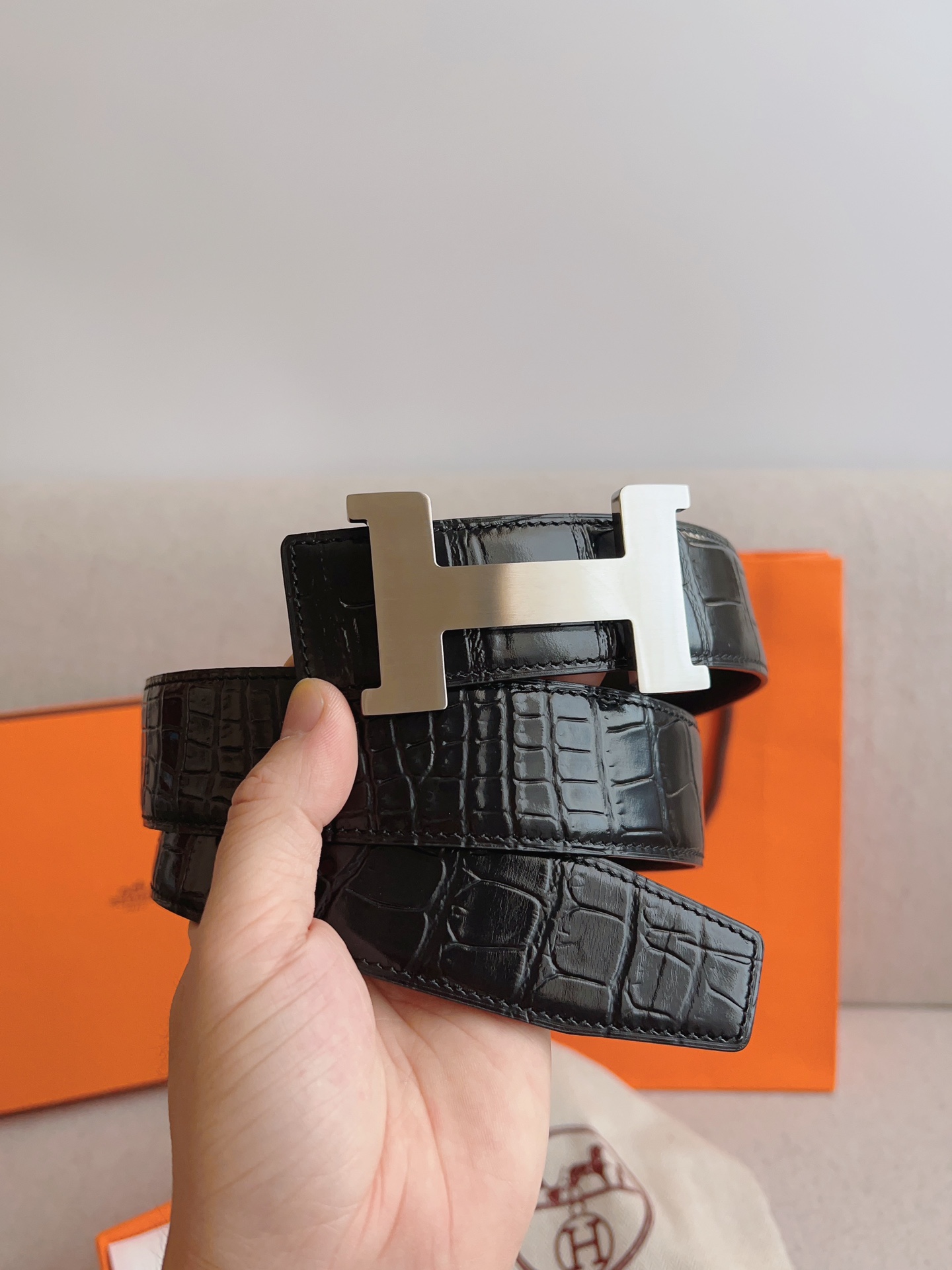 Hermès Leather Belt Cow Leather S-m