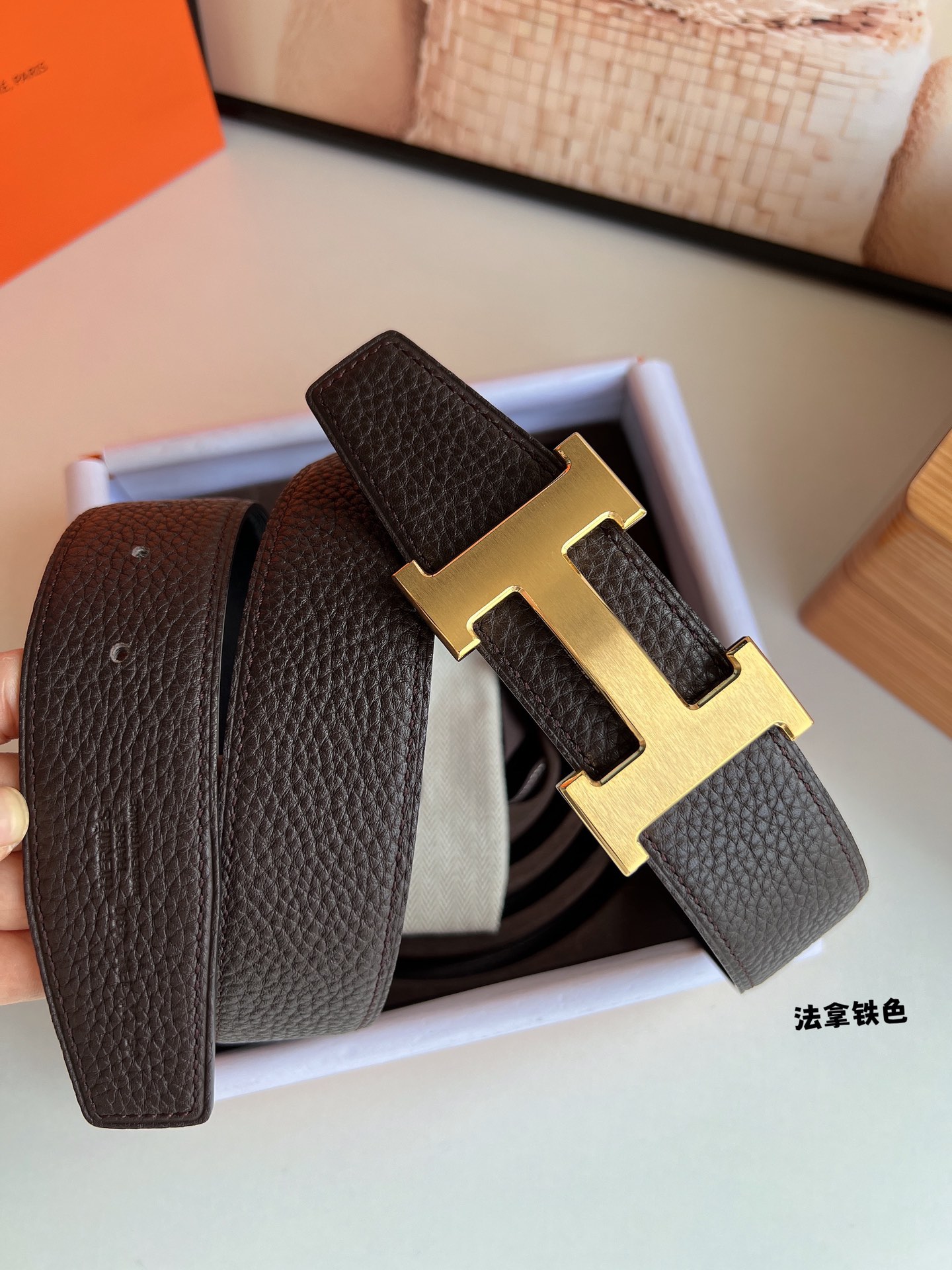 Hermès Male Leather Belt Top Grain Leather S-m