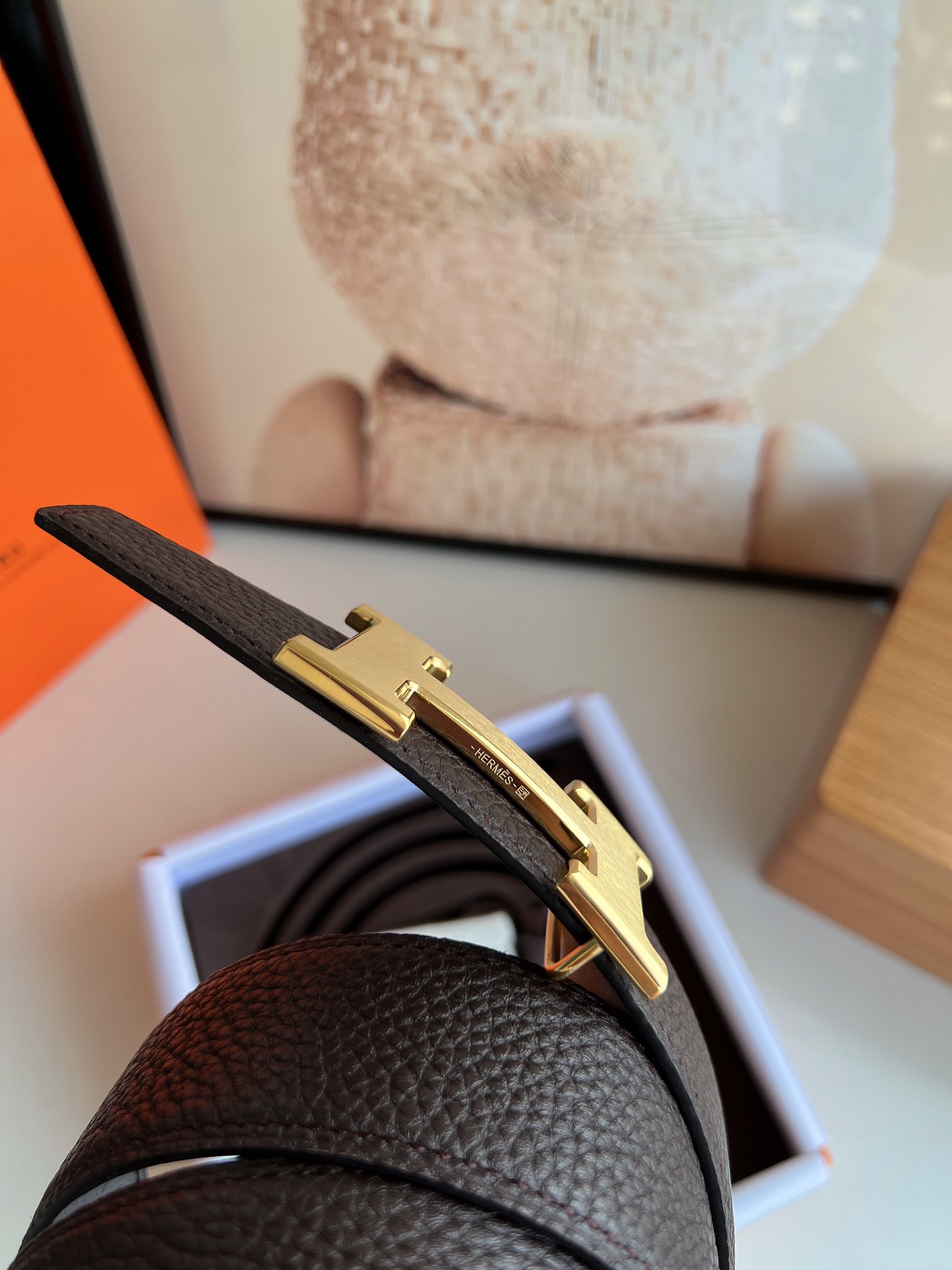 Hermès Male Leather Belt Top Grain Leather S-m