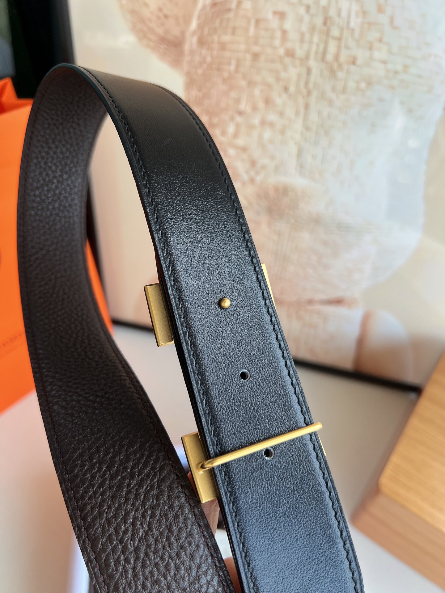 Hermès Male Leather Belt Top Grain Leather S-m