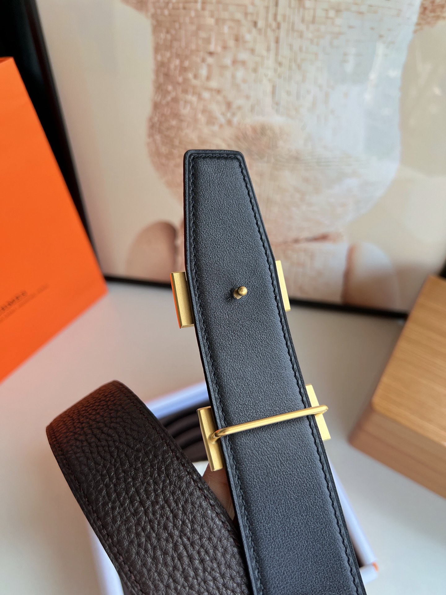 Hermès Male Leather Belt Top Grain Leather S-m