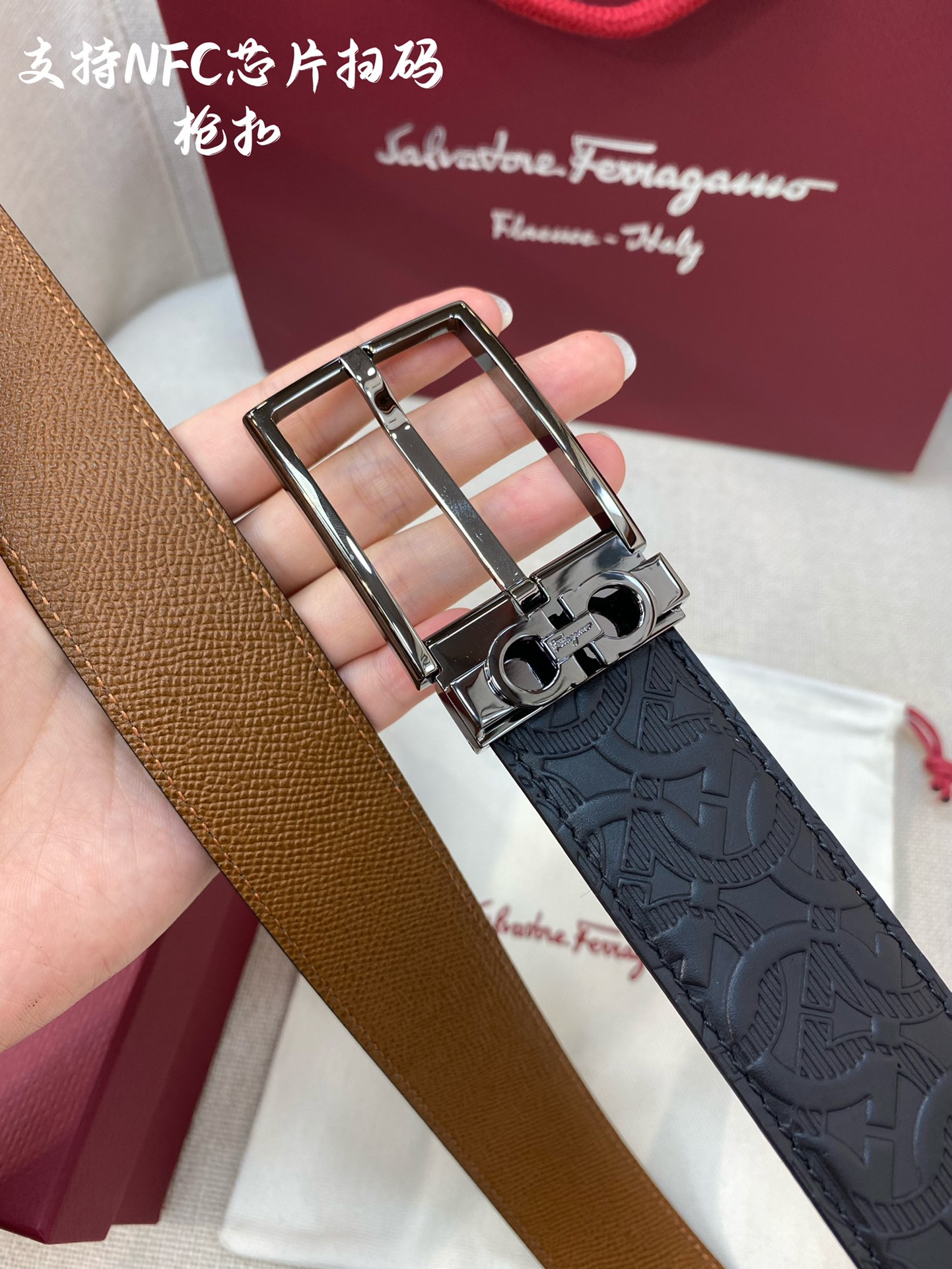 Salvatore Ferragamo Male Leather Belt Cow Leather M