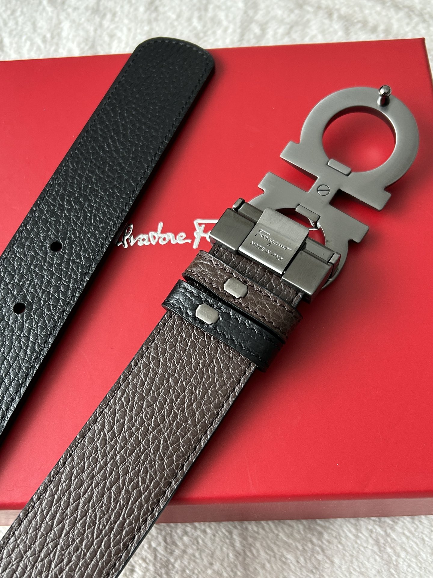 Salvatore Ferragamo Male Basic Belt Coffee M