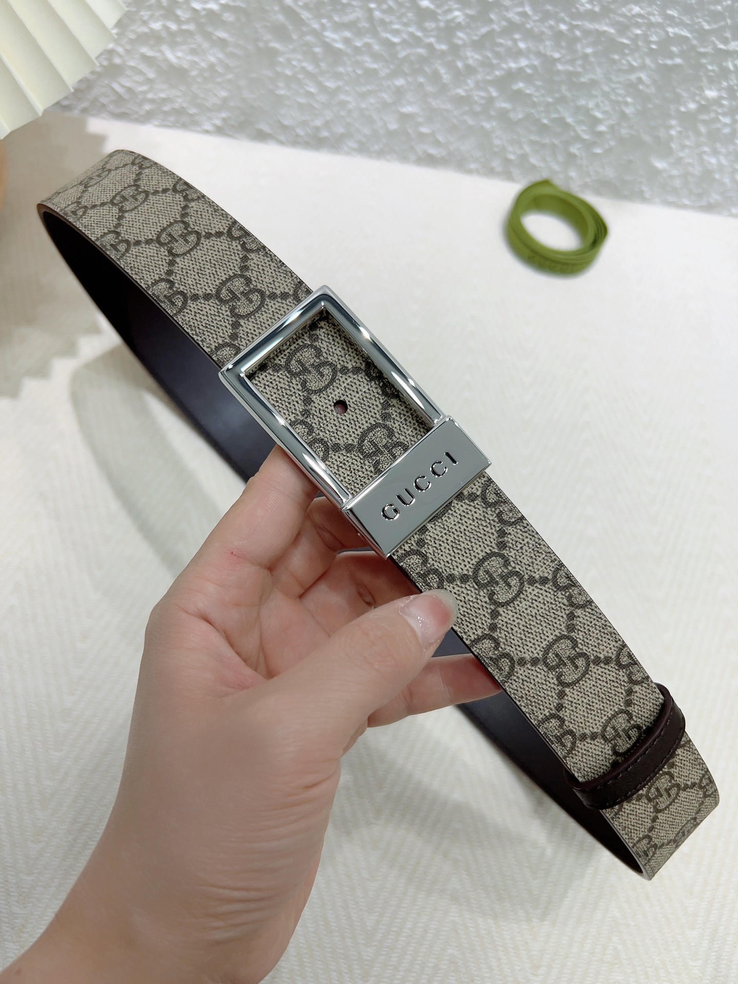 Gucci Basic Belt Canvas Beige S-m