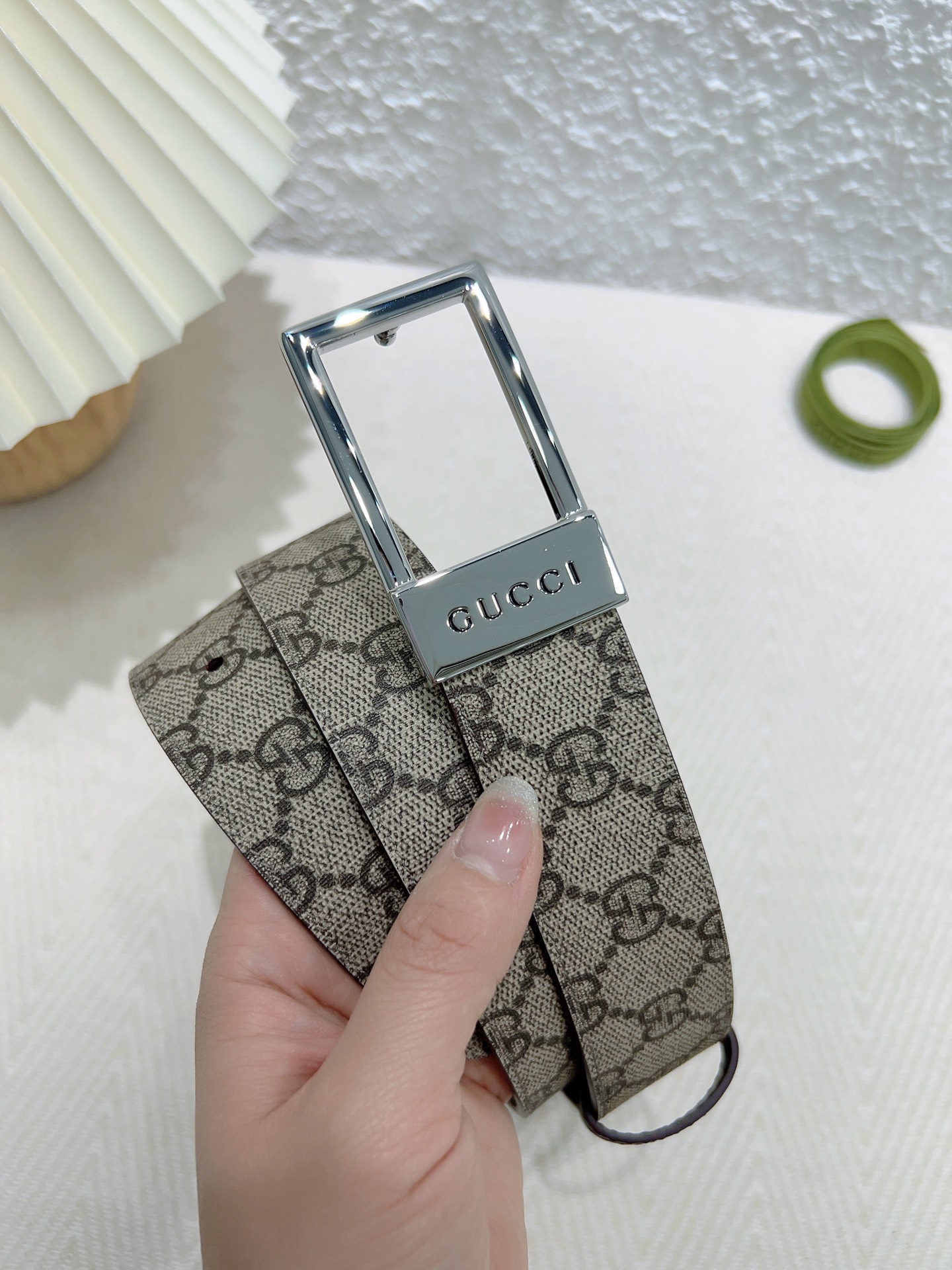 Gucci Basic Belt Canvas Beige S-m