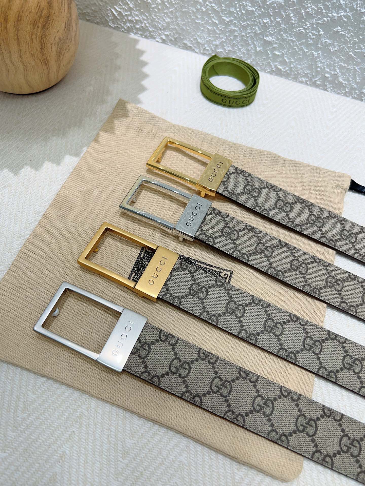 Gucci Basic Belt Canvas Beige S-m