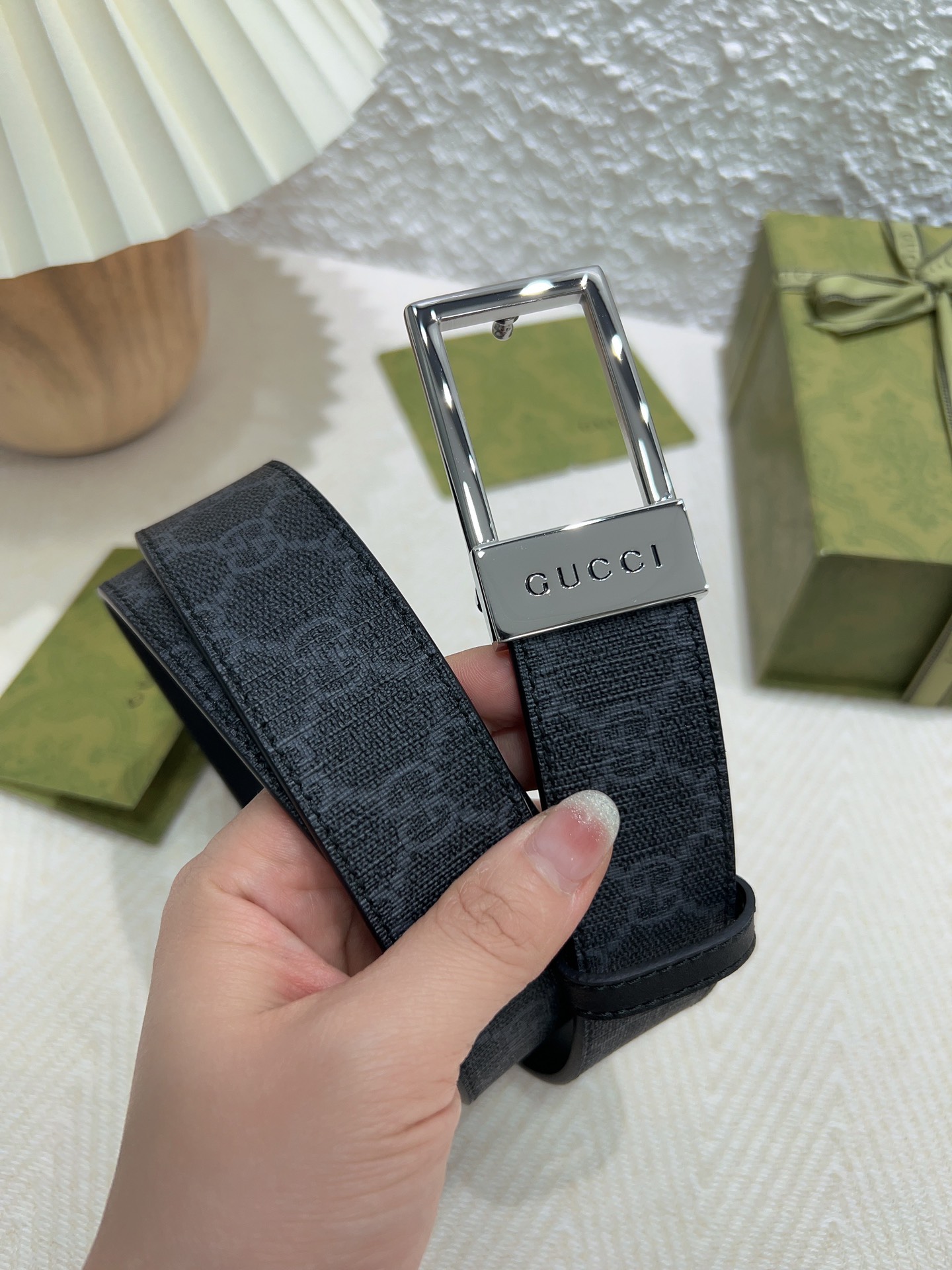 Gucci Basic Belt Canvas Beige S-m