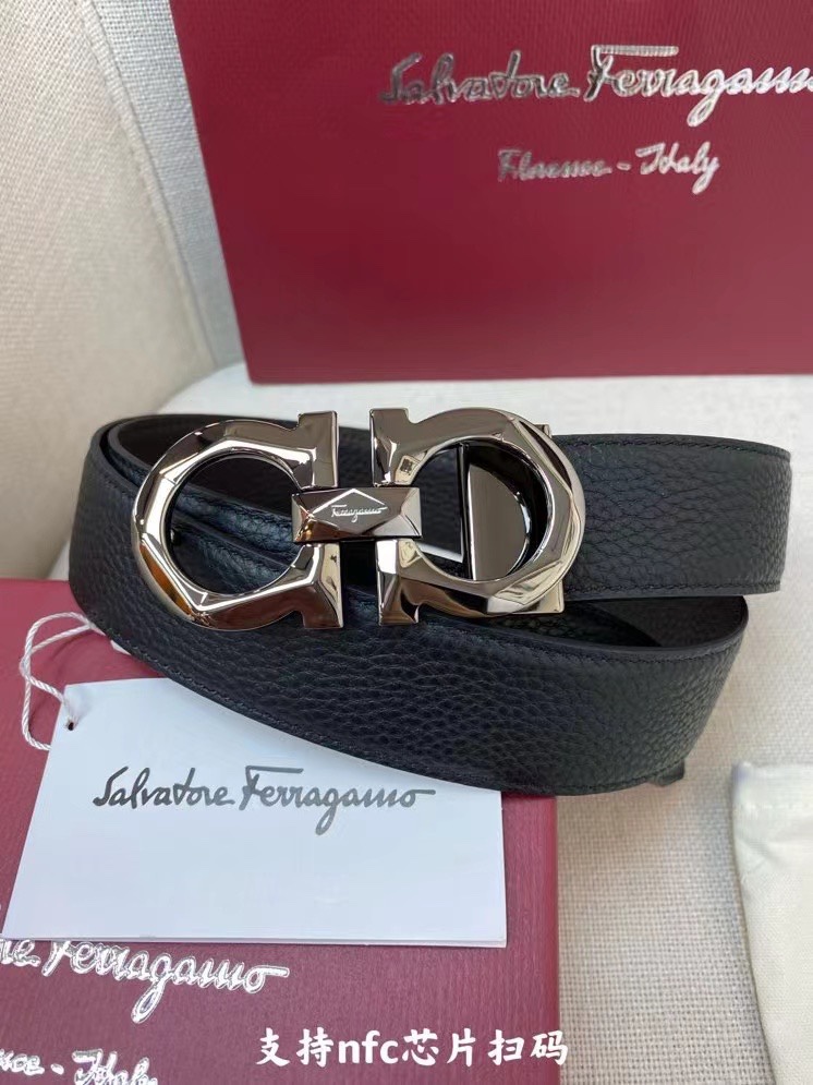 Salvatore Ferragamo Male Leather Belt Cow Leather Adjustable M