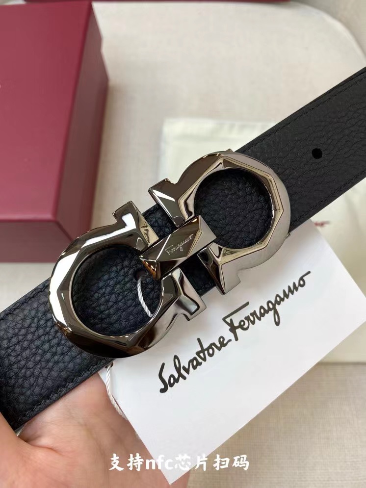 Salvatore Ferragamo Male Leather Belt Cow Leather Adjustable M