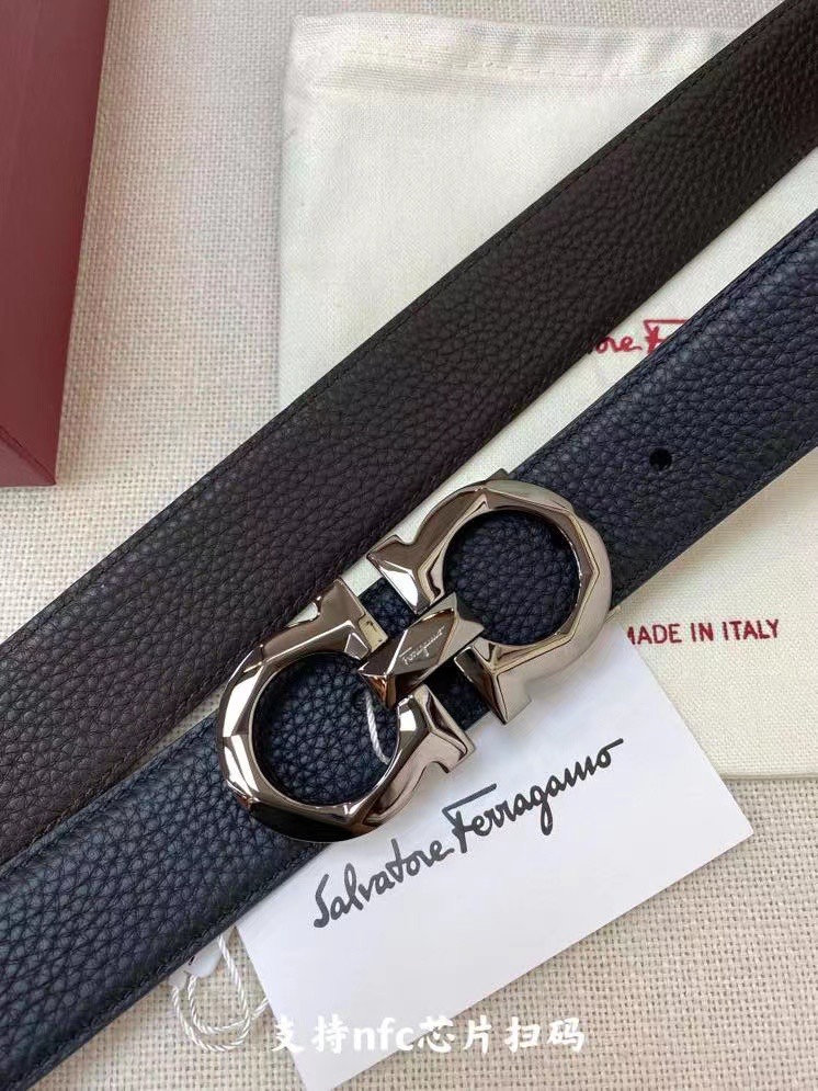 Salvatore Ferragamo Male Leather Belt Cow Leather Adjustable M