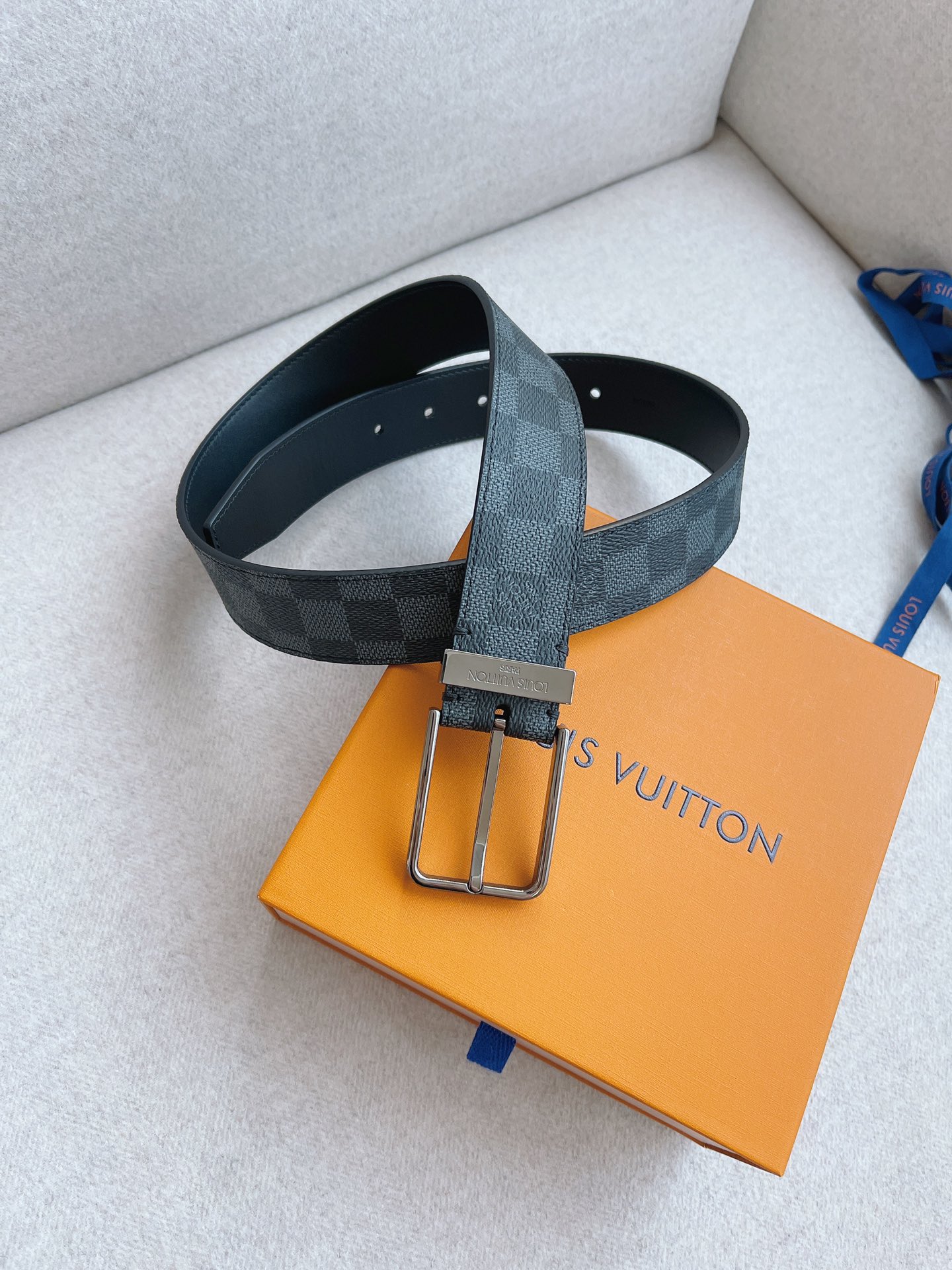 Louis Vuitton Leather Belt Cow Leather 35mm-m-l
