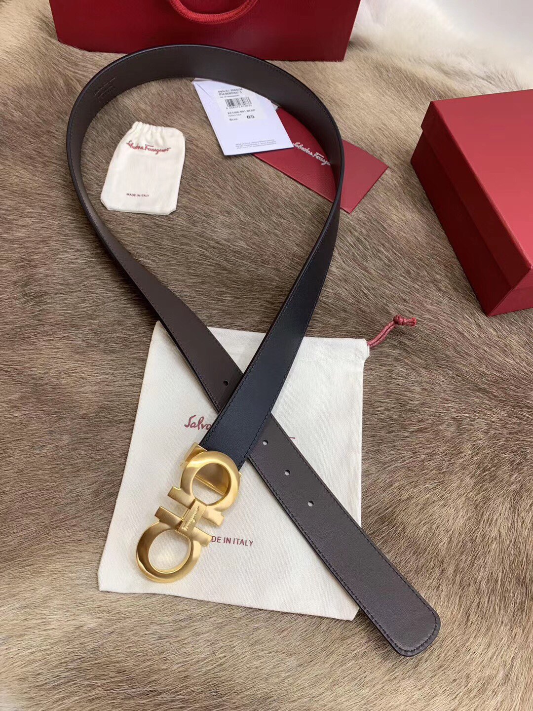 Salvatore Ferragamo Male Leather Belt Cow Leather M