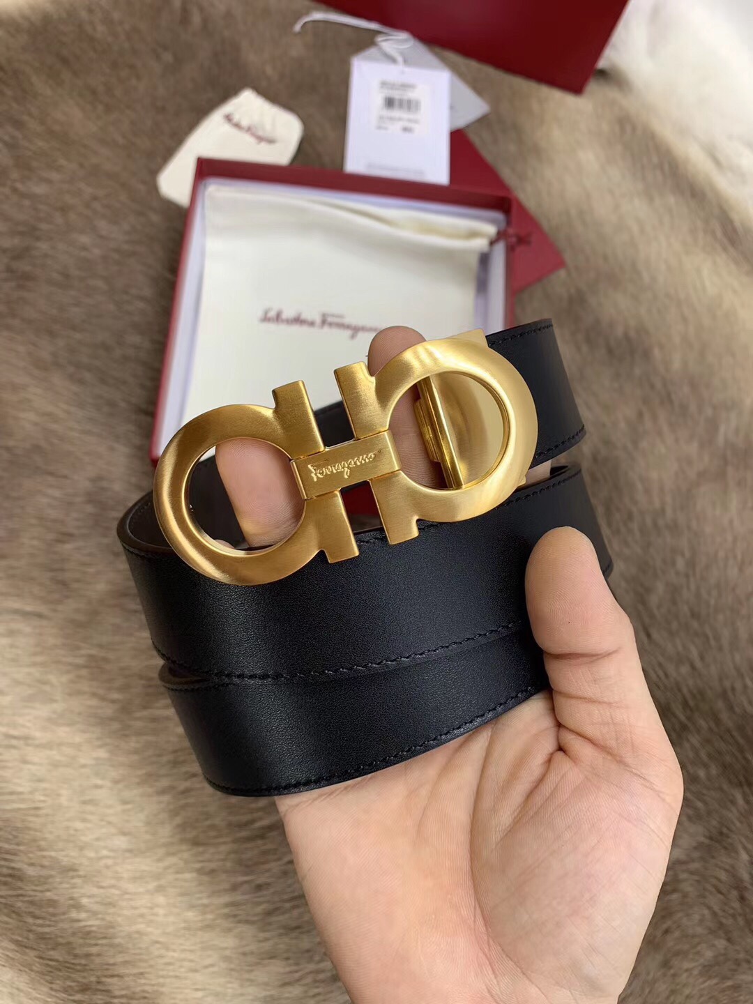 Salvatore Ferragamo Male Leather Belt Cow Leather M