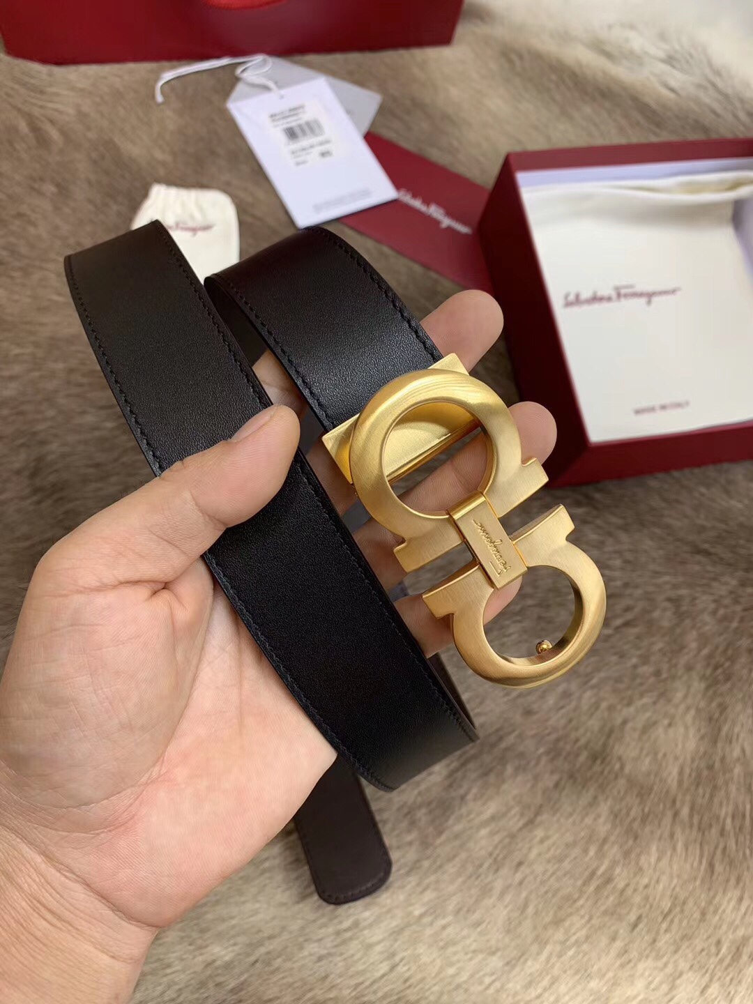 Salvatore Ferragamo Male Leather Belt Cow Leather M