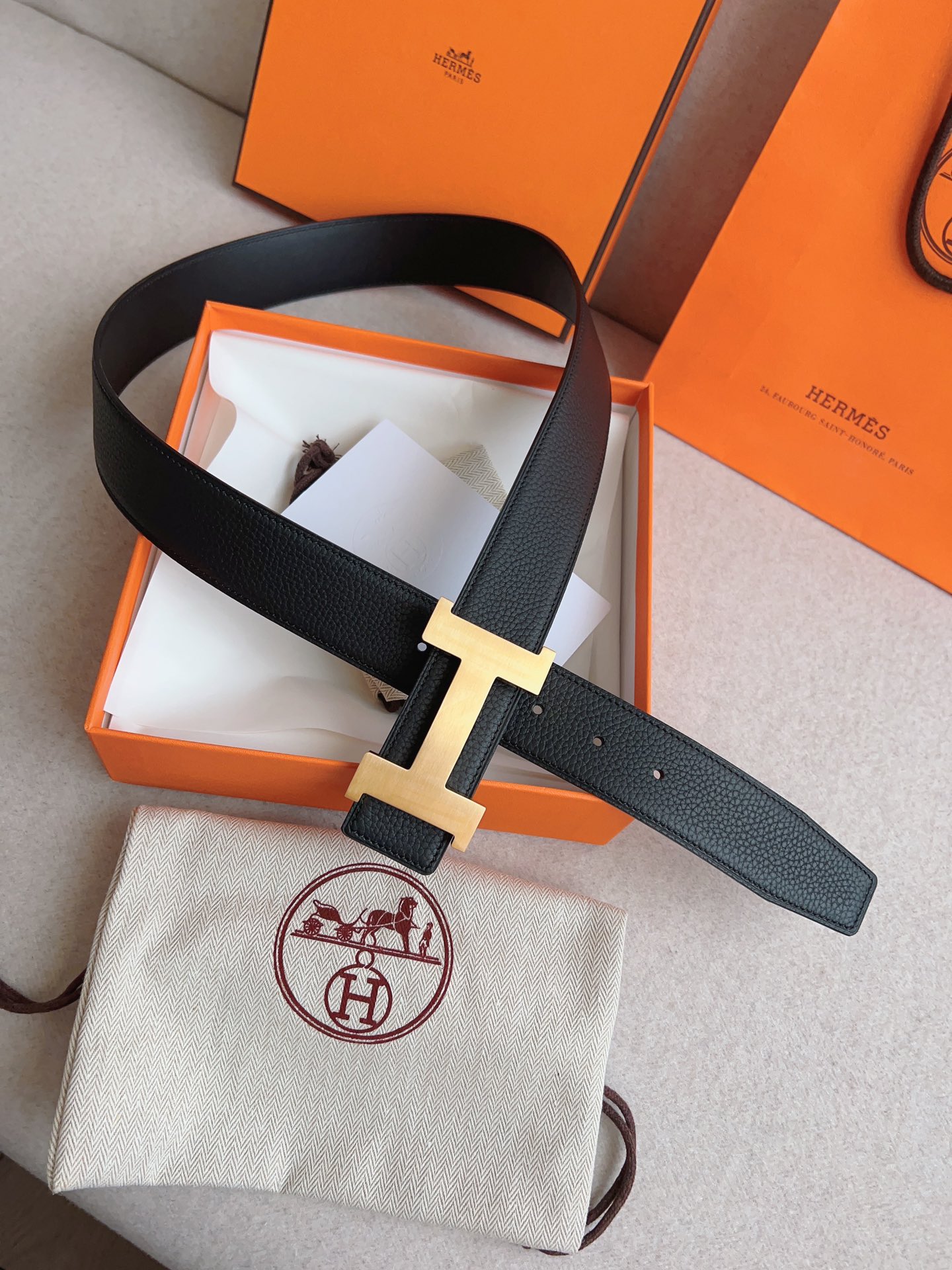 Hermès Leather Belt Cow Leather S-m