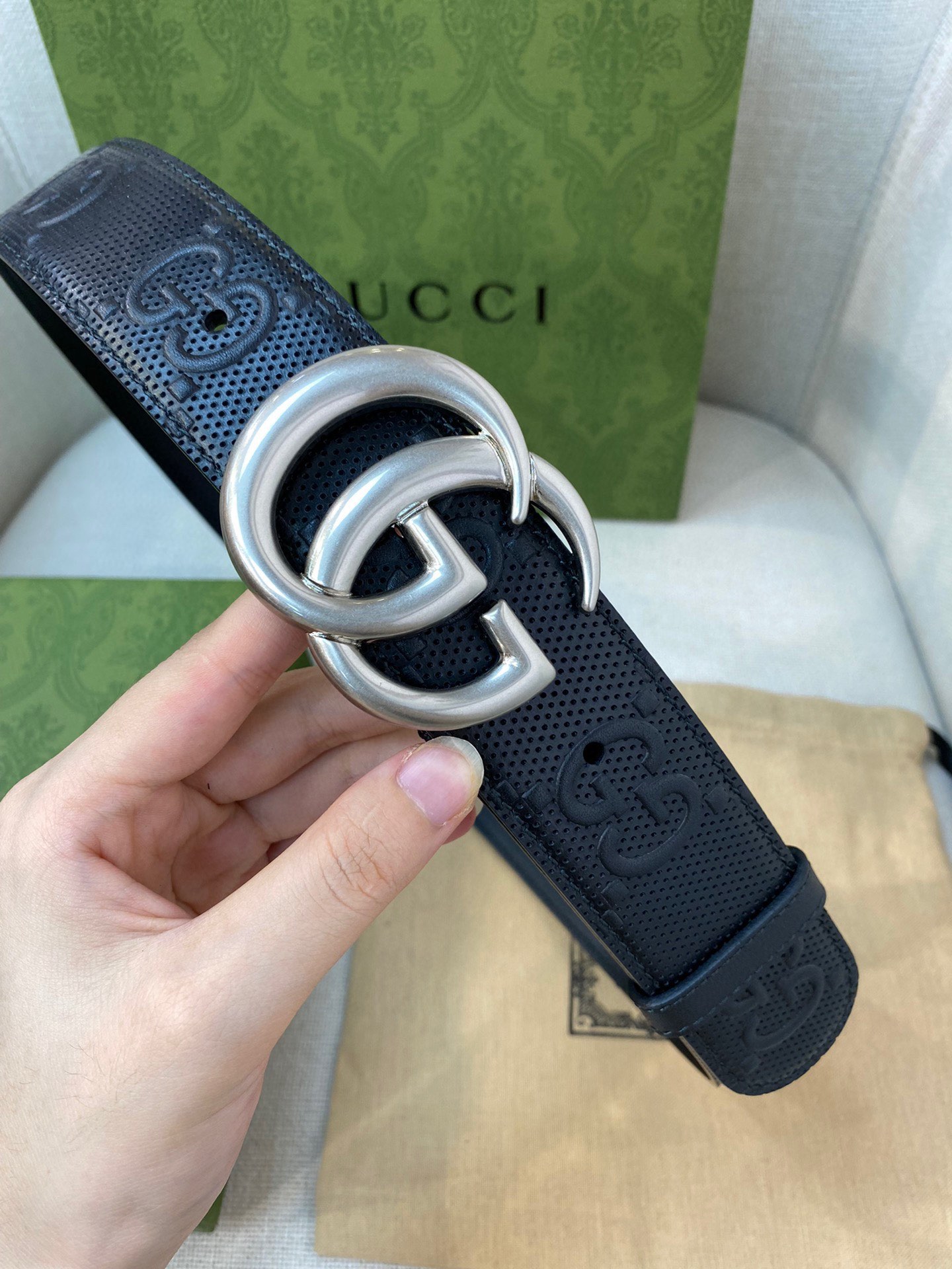Gucci Male Leather Belt Top Grain Leather M