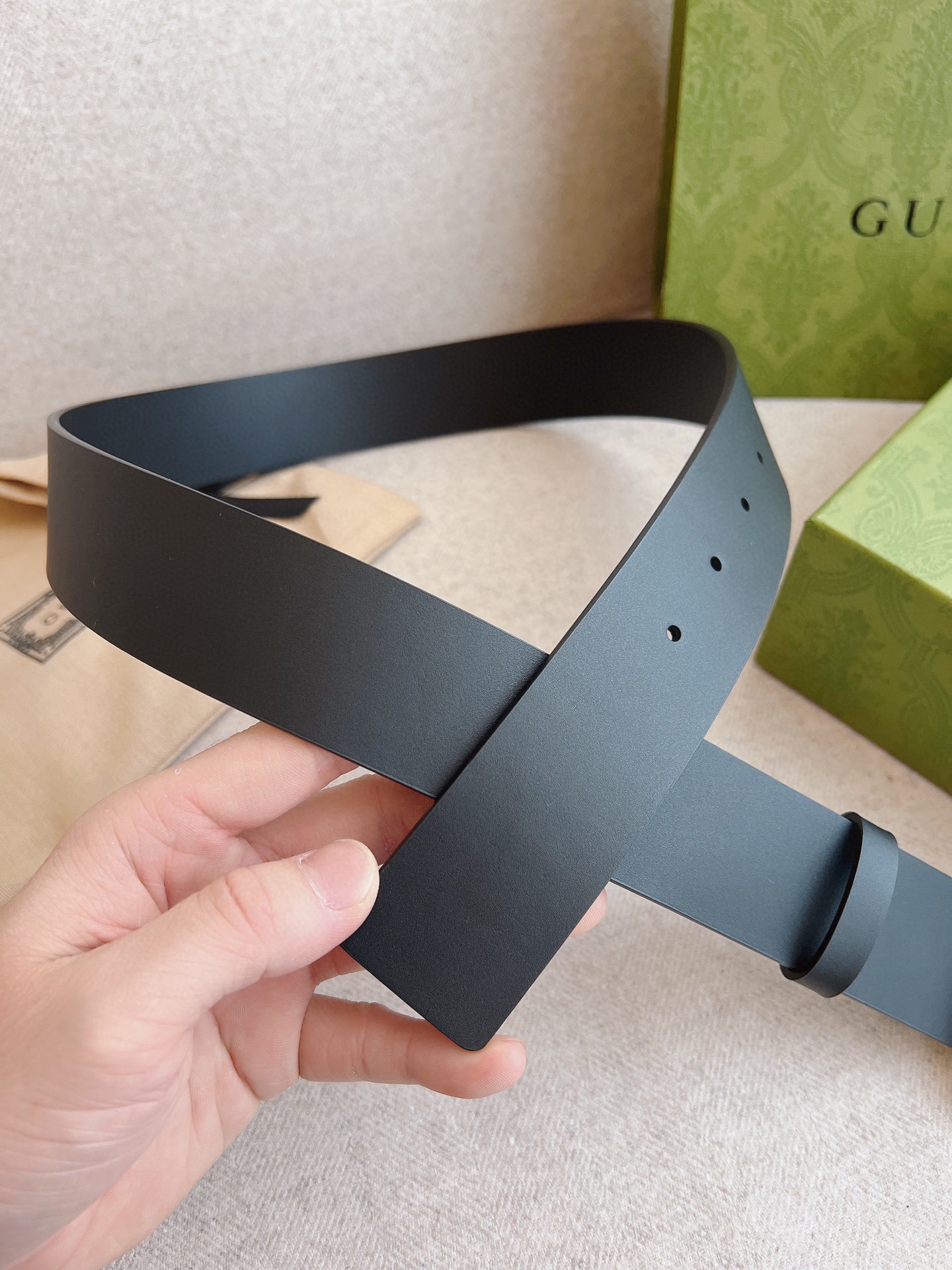 Gucci Leather Belt Cow Leather Black M