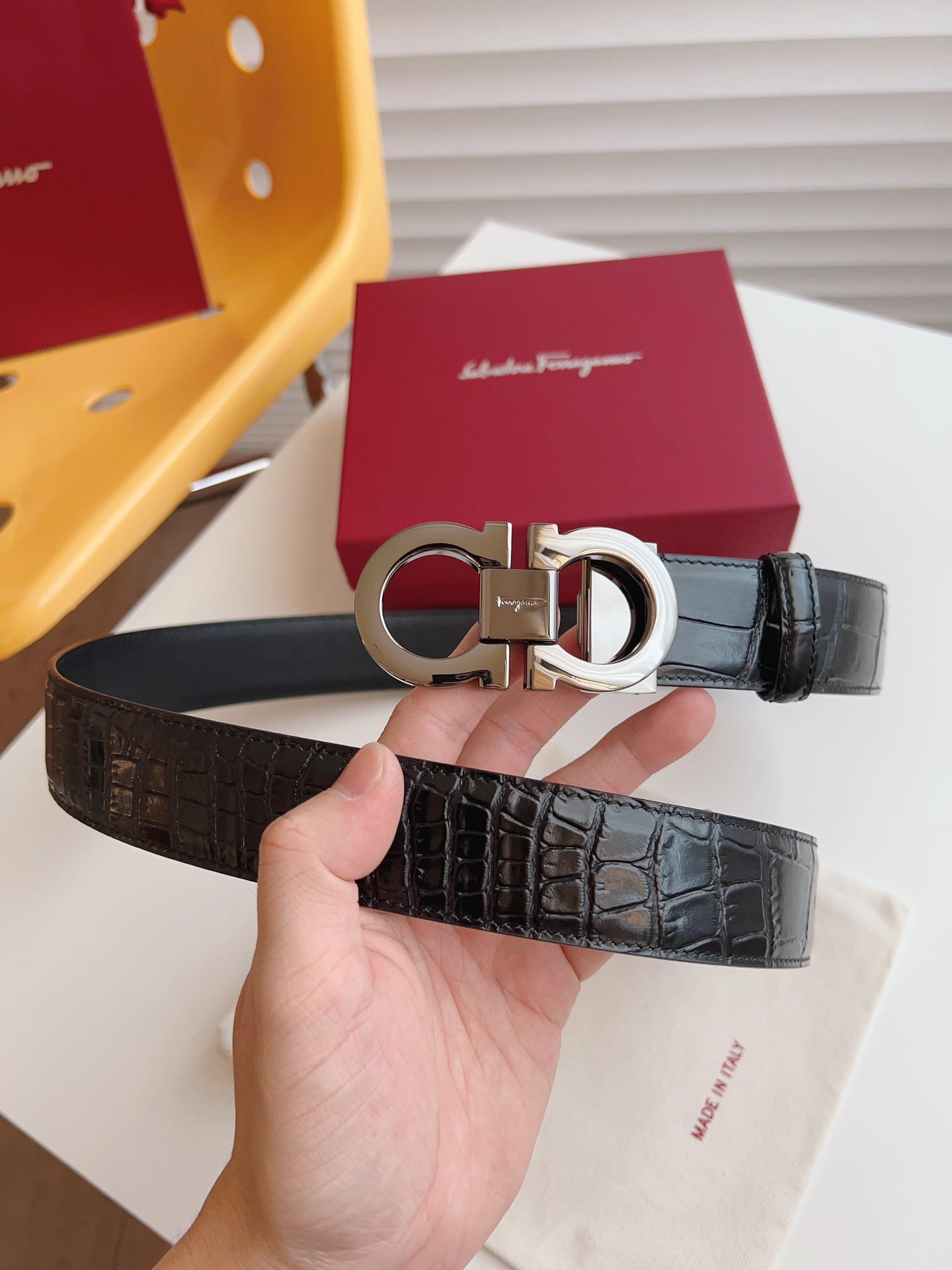 Salvatore Ferragamo Male Leather Belt Cow Leather M