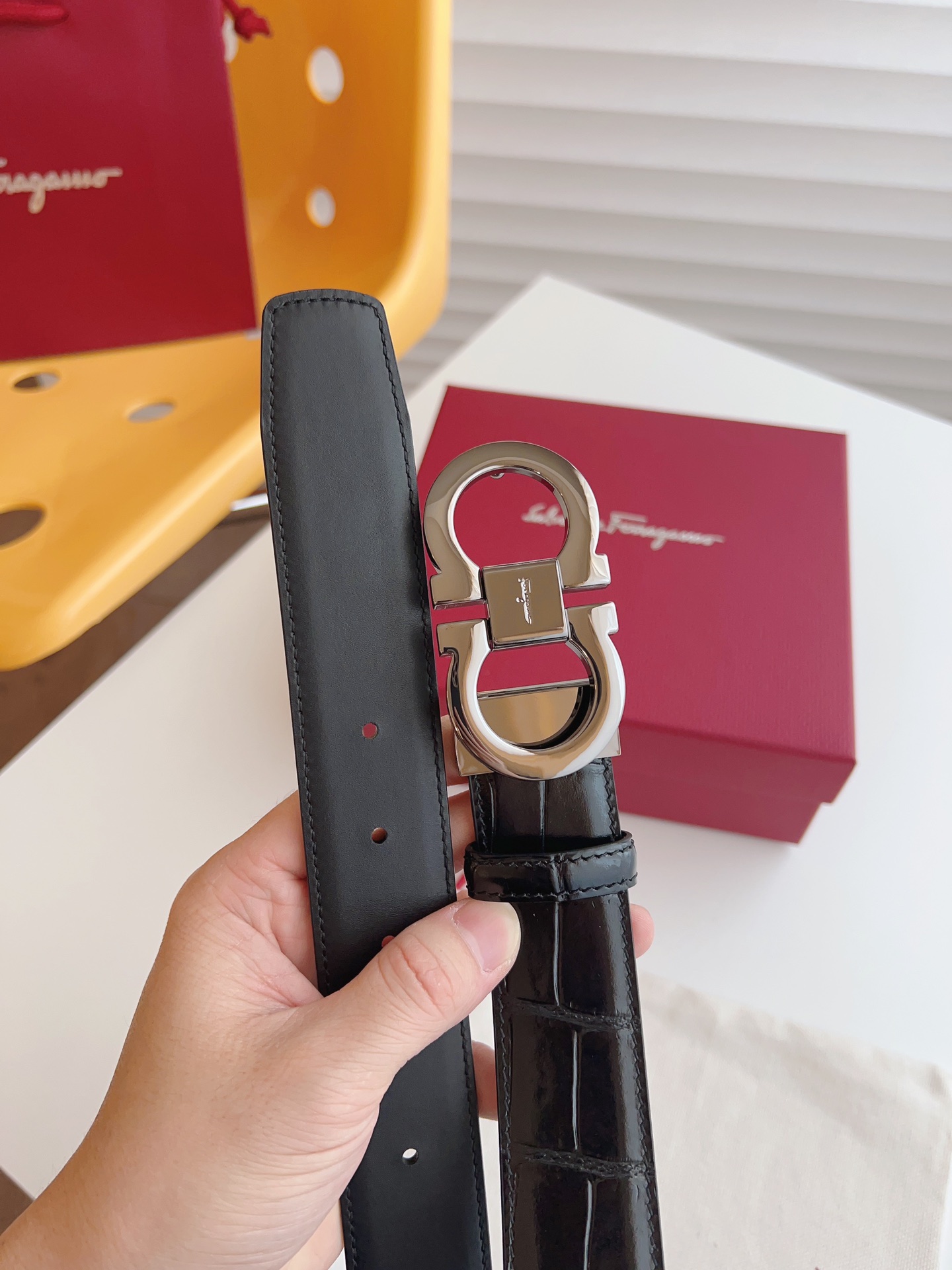 Salvatore Ferragamo Male Leather Belt Cow Leather M