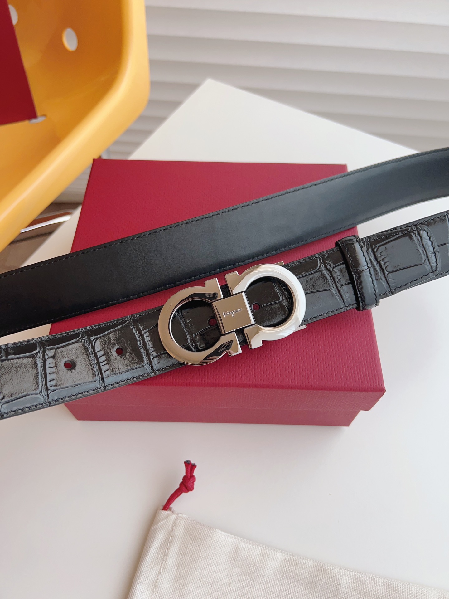 Salvatore Ferragamo Male Leather Belt Cow Leather M